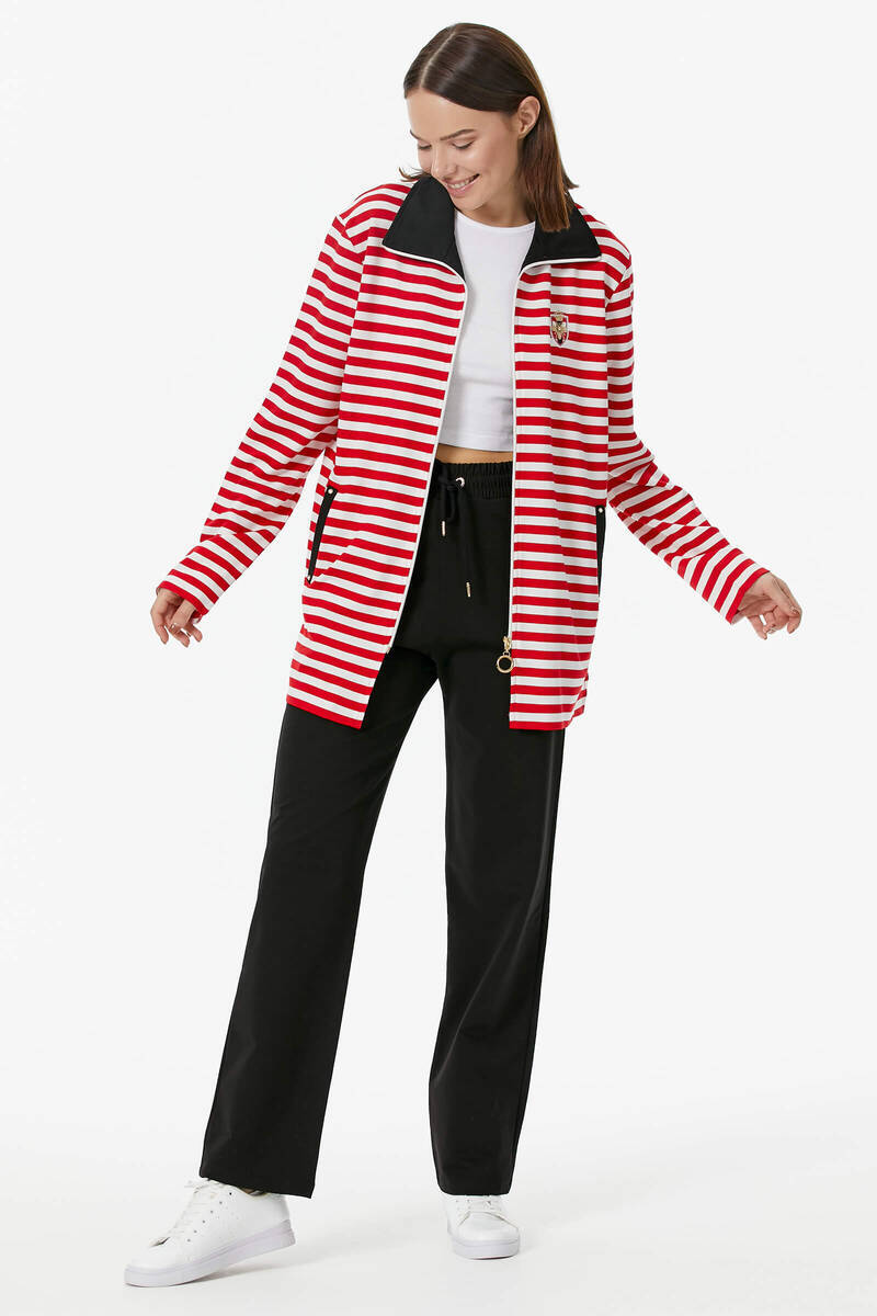 Çizgili Marine Eşofman Takım - Kırmızı (2) Sementa