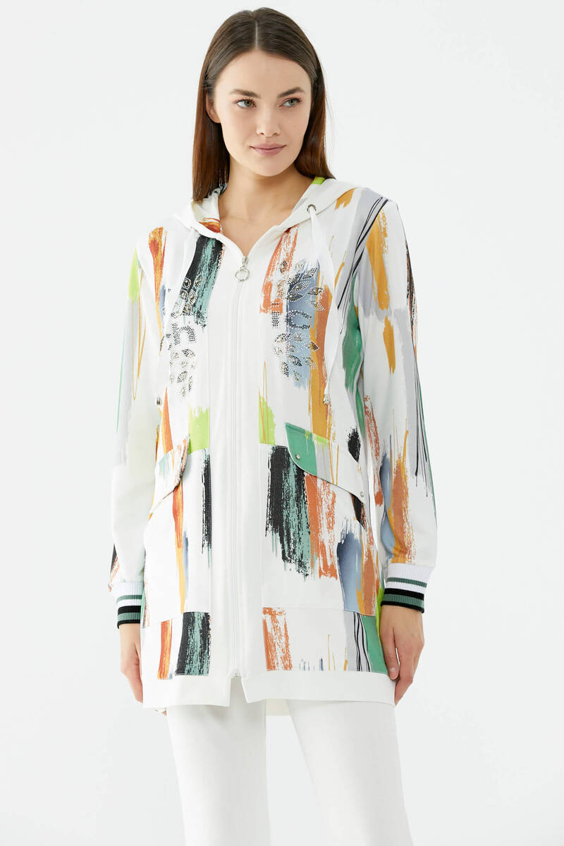 Çok Renkli Fermuarlı Krep Takım - Ekru (2) Sementa