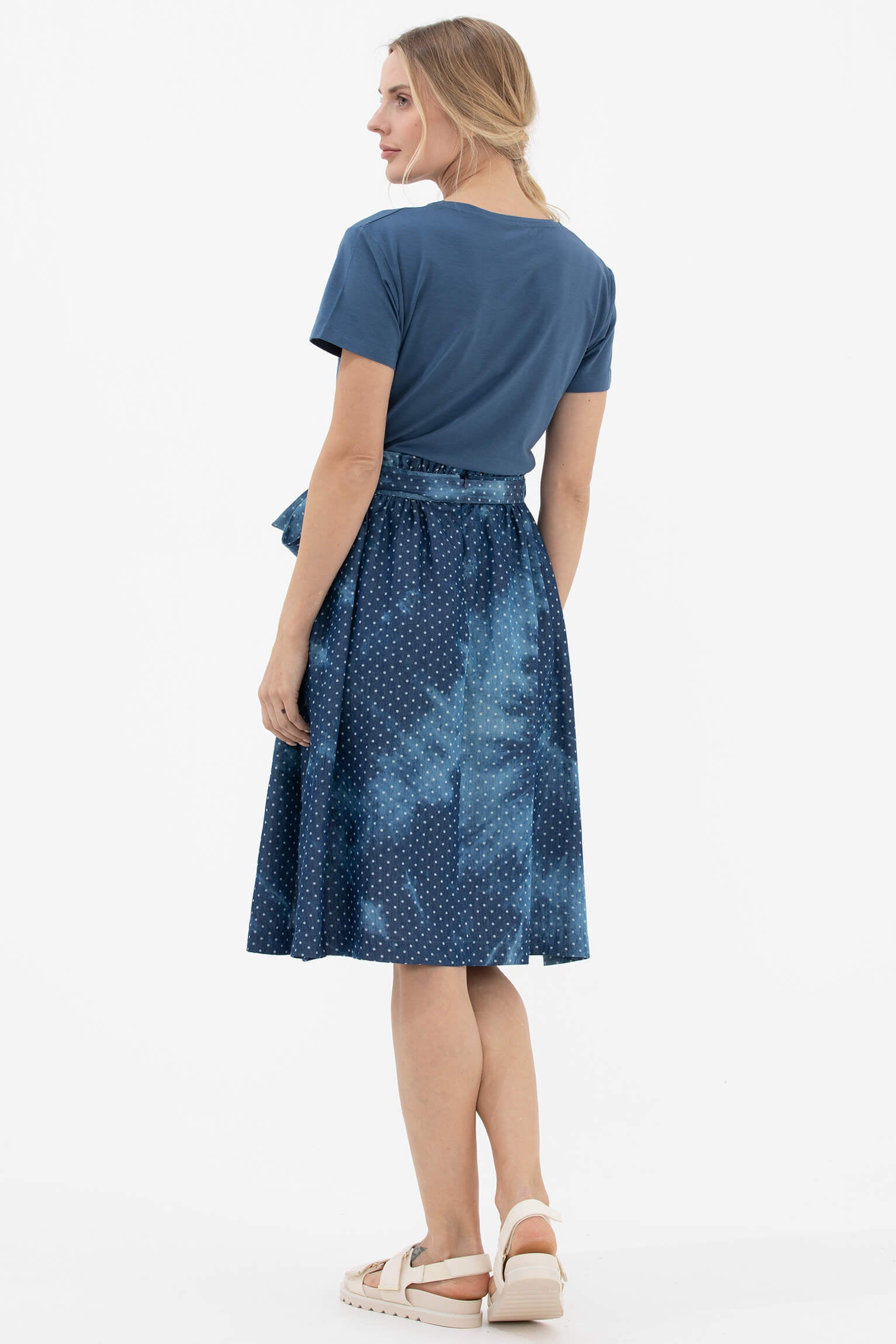 Denim Görünümlü Midi Boy Etek - Lacivert (4) Sementa