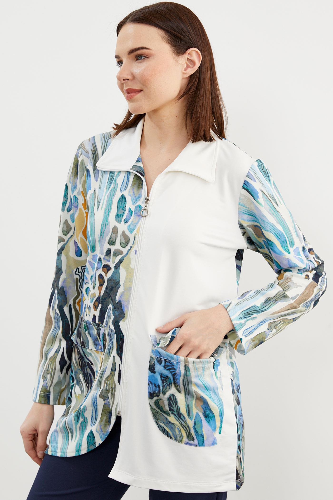 Desen Kombinli Geniş Beden Eşofman Takım - Mavi (3) Sementa