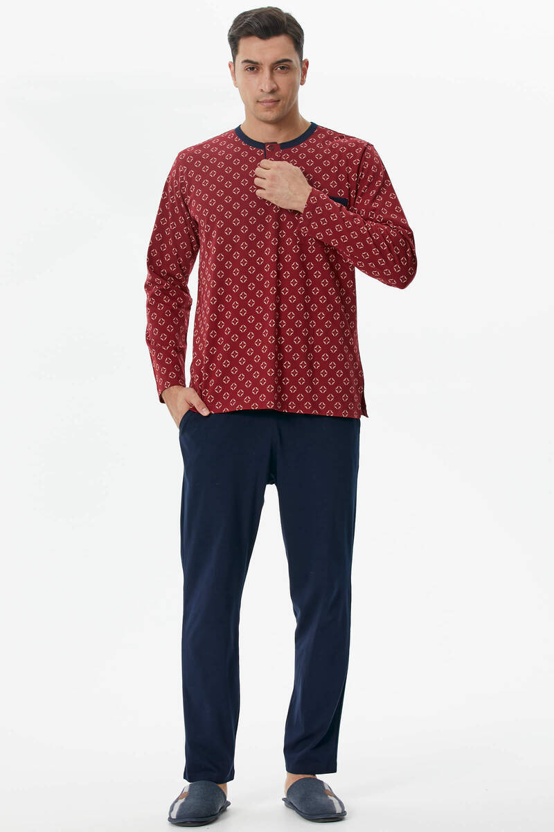 Desenli Pijama Takım - Bordo (2) Sementa