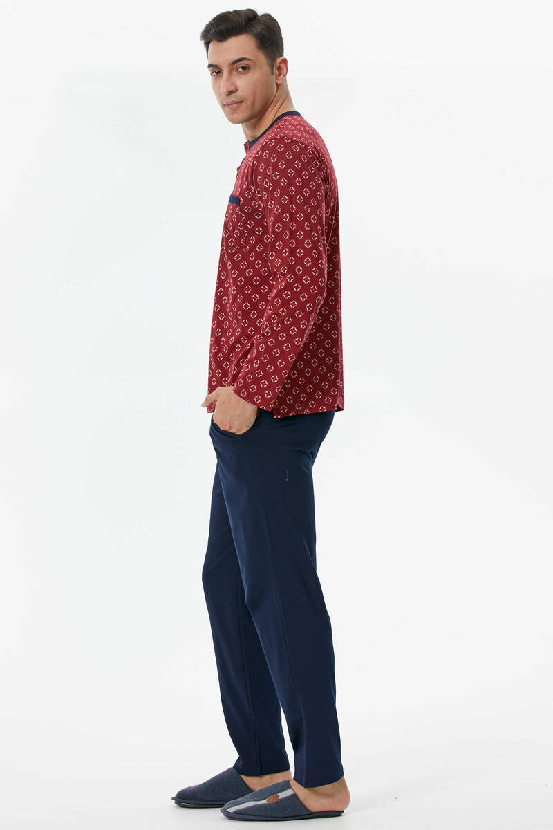 Desenli Pijama Takım - Bordo (4) Sementa