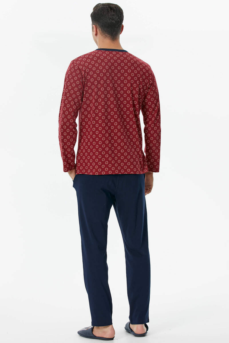 Desenli Pijama Takım - Bordo (5) Sementa