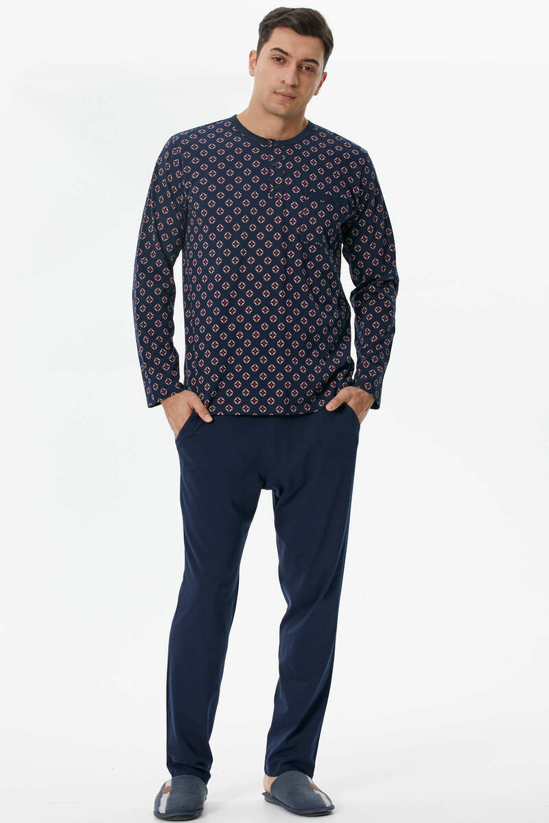 Desenli Pijama Takım - Lacivert (3) Sementa