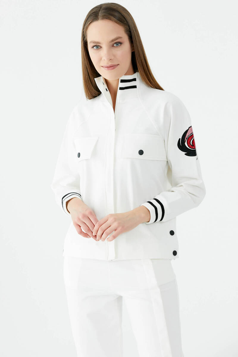 Dik Yaka Çıtçıt Detaylı Eşofman Takım - Ekru (3) Sementa