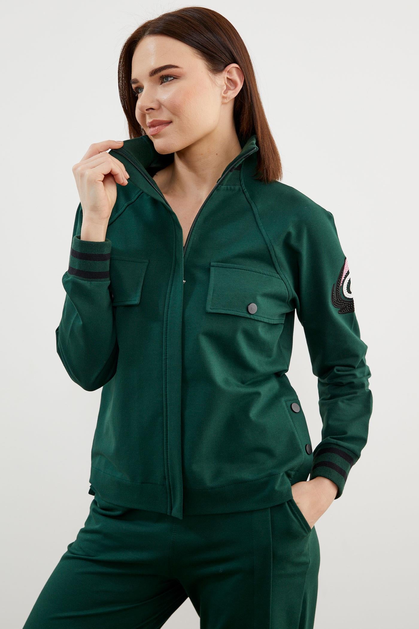 Dik Yaka Çıtçıt Detaylı Eşofman Takım - Yeşil (5) Sementa