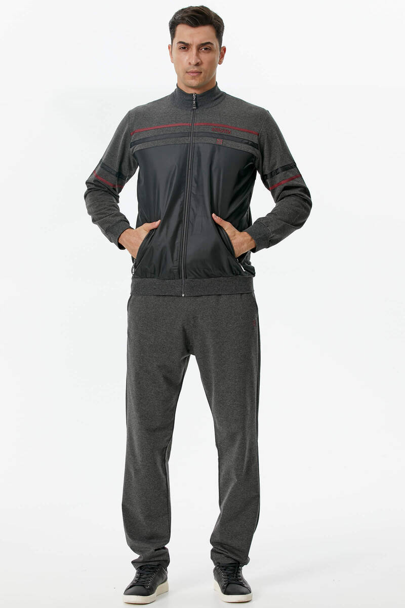 Dik Yaka Eşofman Takım - Antrasit (2) Sementa