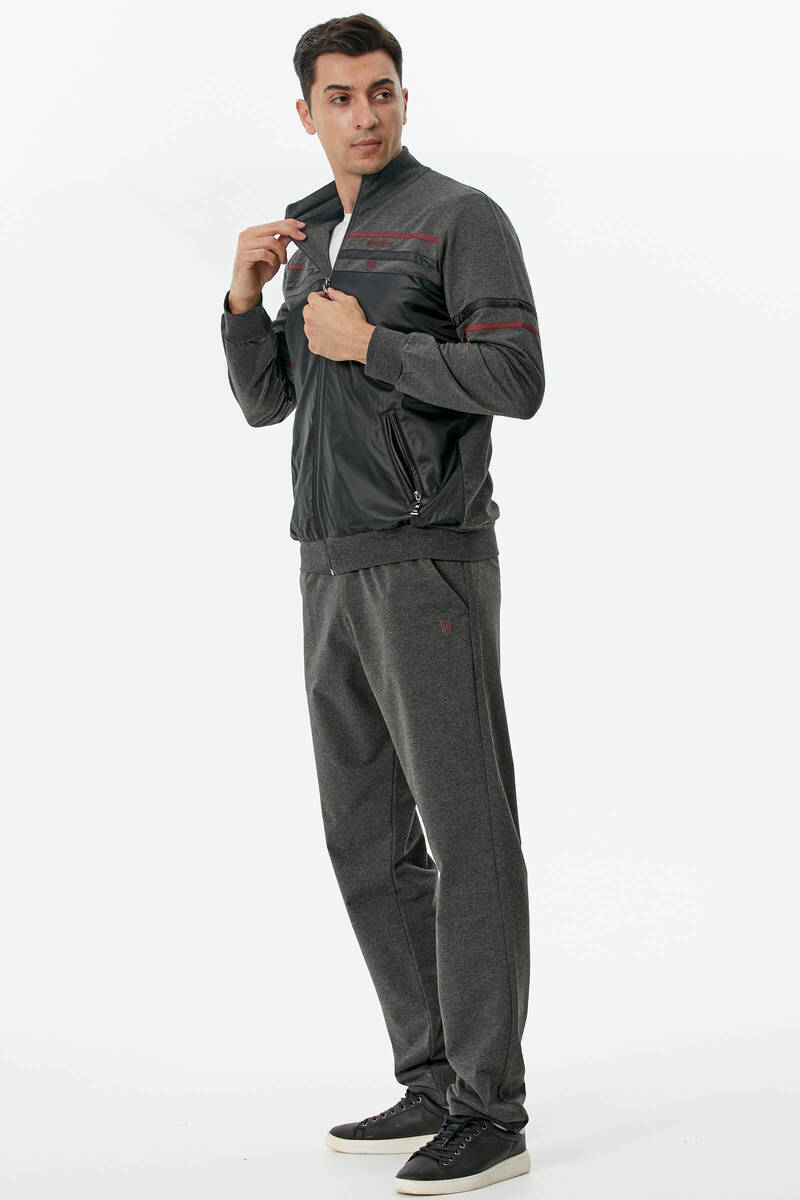 Dik Yaka Eşofman Takım - Antrasit (4) Sementa