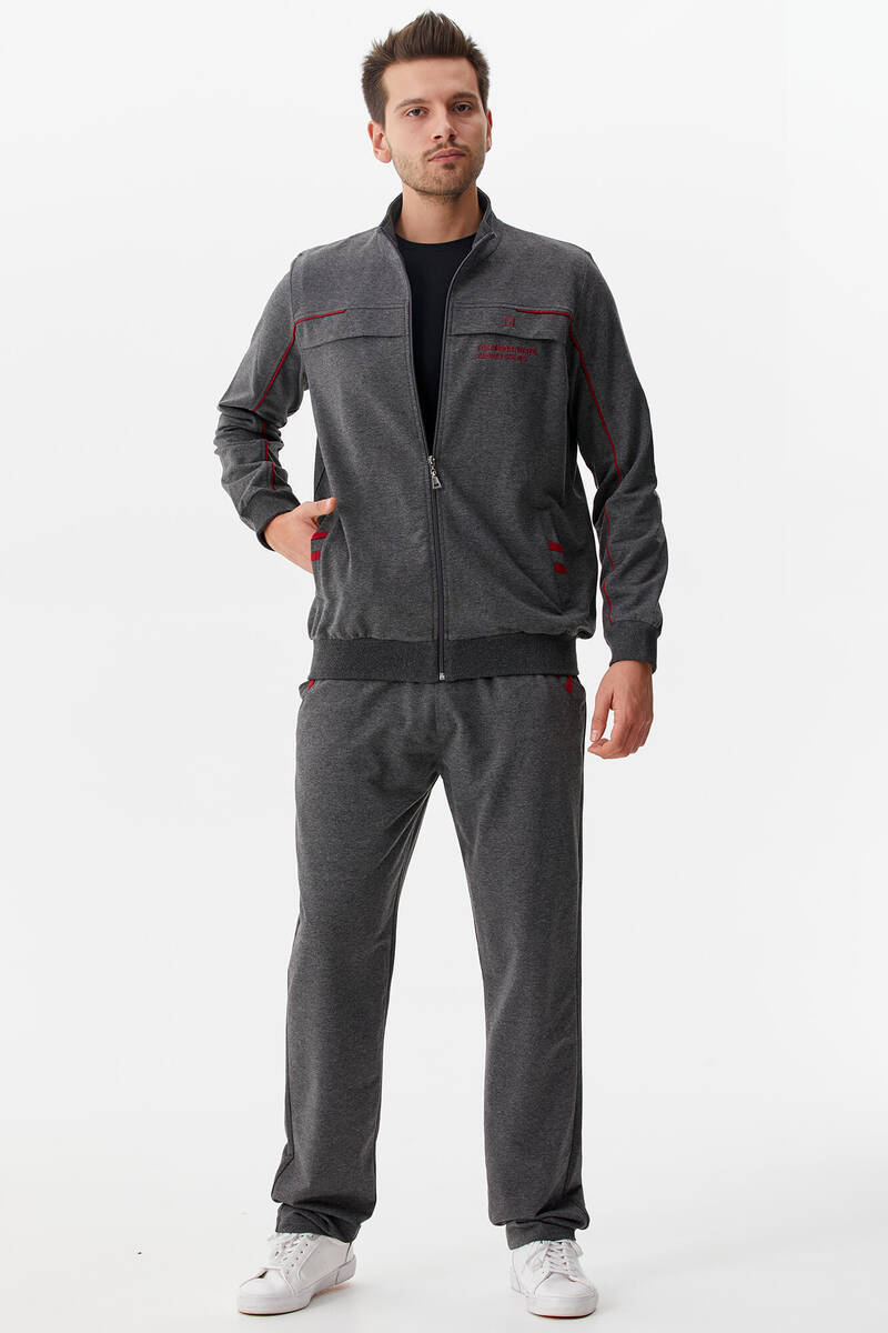 Dik Yaka Fermuarlı Eşofman Takım - Antrasit (3) Sementa