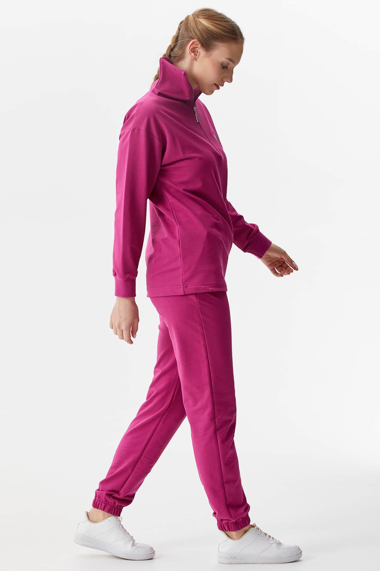 Dik Yaka Yarım Fermuarlı Eşofman Takım - Fuşya (5) Sementa