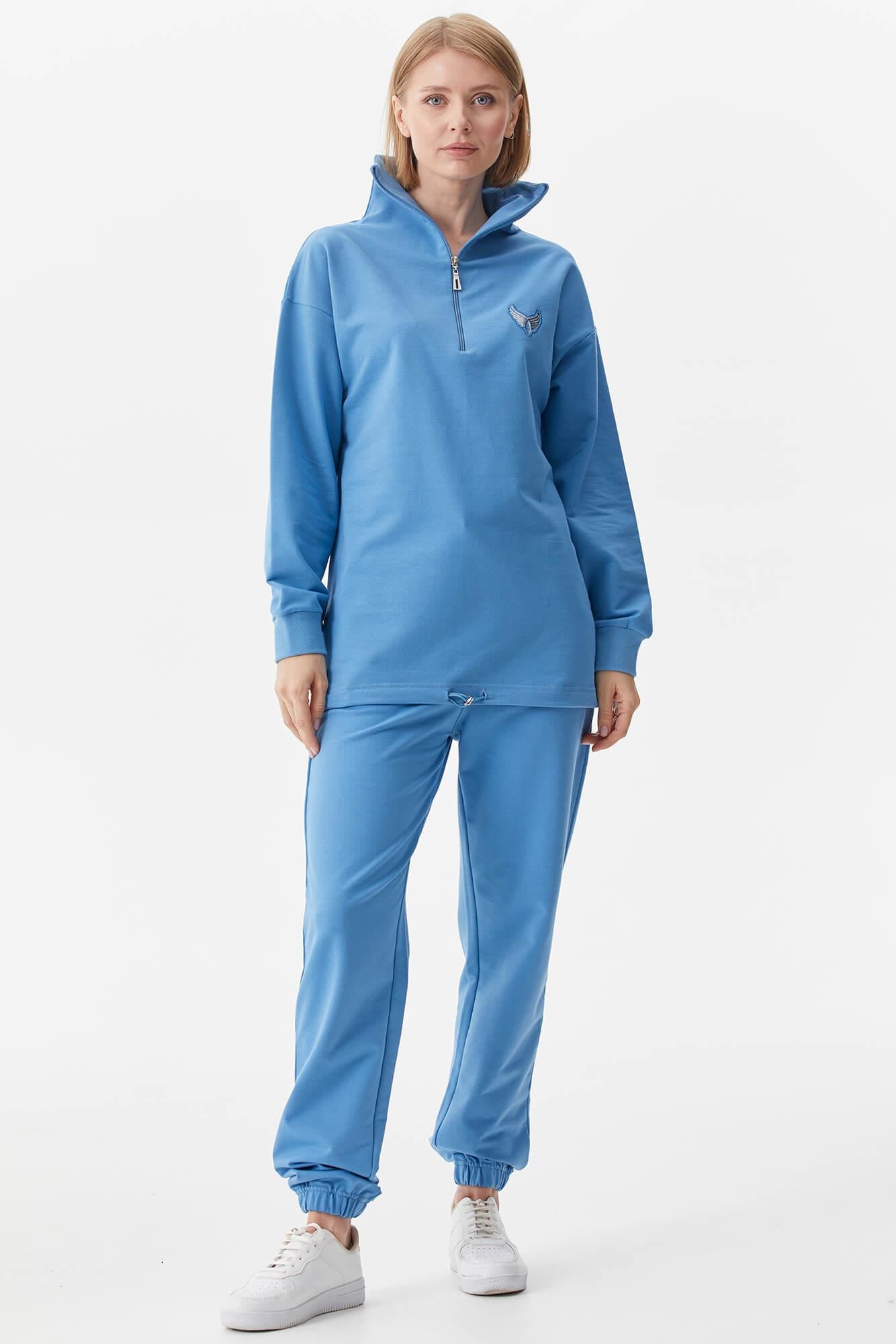 Dik Yaka Yarım Fermuarlı Eşofman Takım - Mavi (4) Sementa