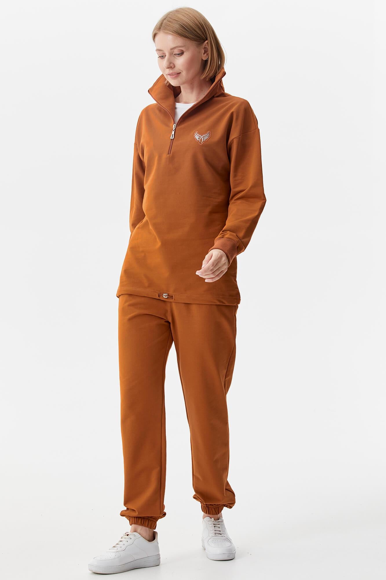 Dik Yaka Yarım Fermuarlı Eşofman Takım - Tarçın (2) Sementa