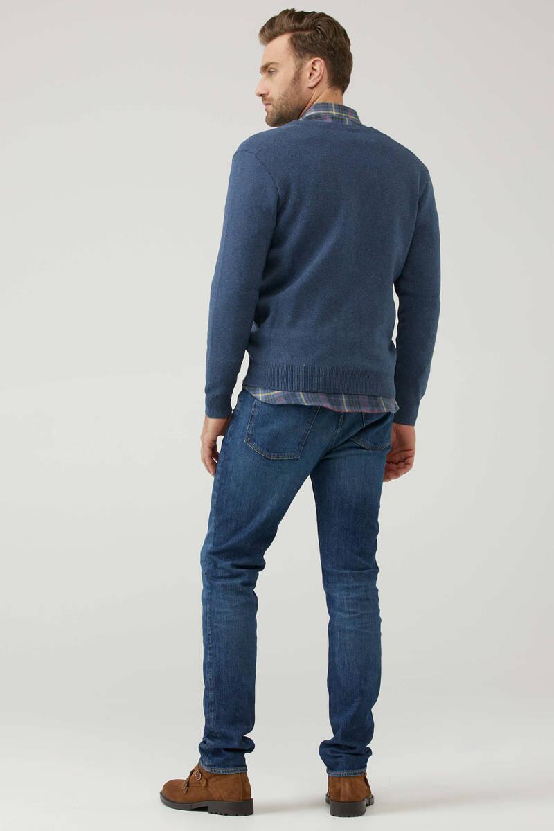 Erkek Cepli Triko Hırka - Indigo (3) Sementa