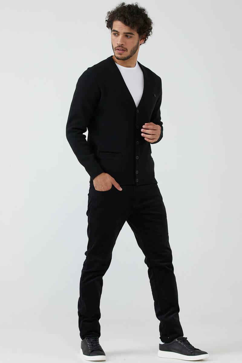 Erkek Cepli Triko Hırka - Siyah (2) Sementa