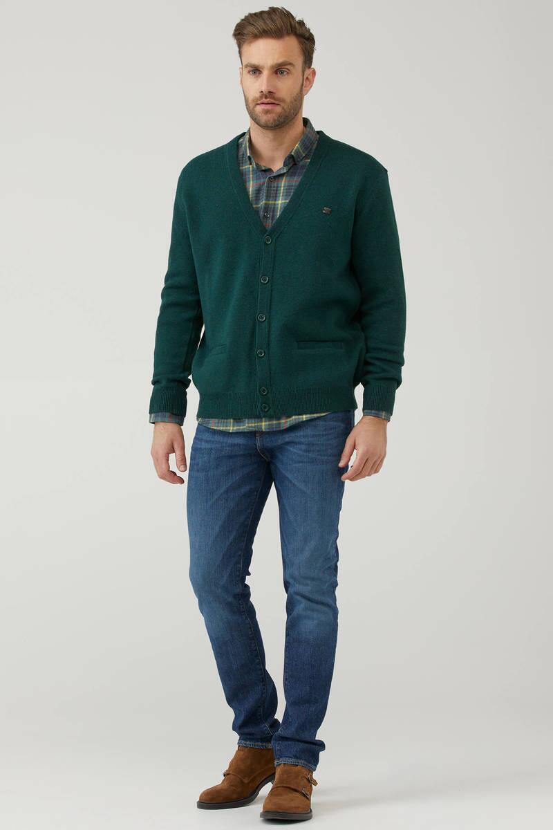 Erkek Cepli Triko Hırka - Yeşil (1) Sementa