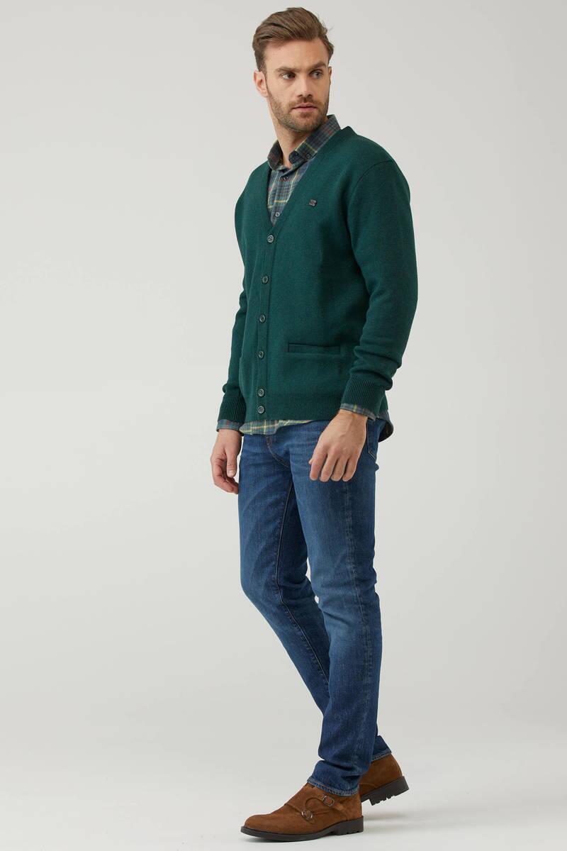 Erkek Cepli Triko Hırka - Yeşil (3) Sementa