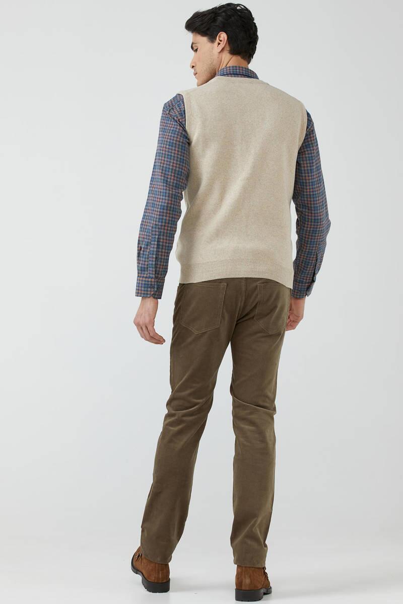 Erkek Çift Cepli Triko Yelek - Bej (4) Sementa