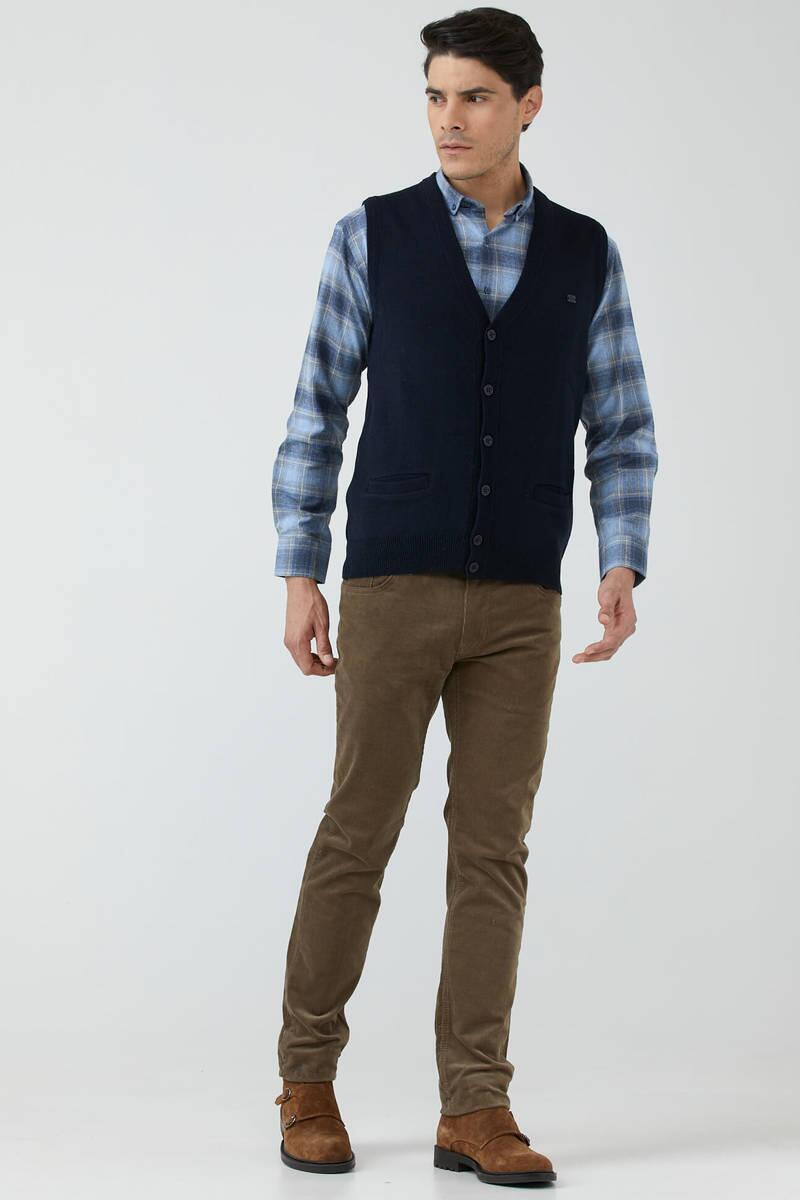 Erkek Çift Cepli Triko Yelek - Lacivert (1) Sementa