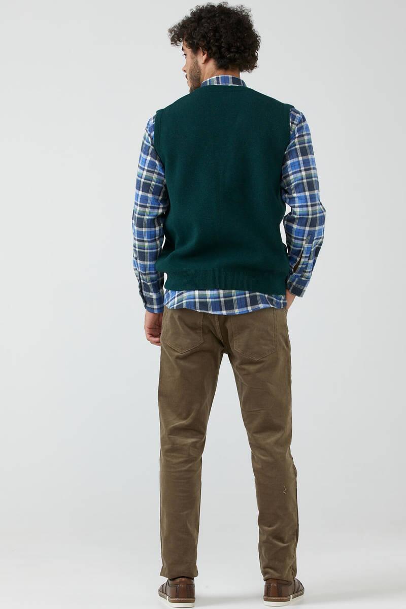 Erkek Çift Cepli Triko Yelek - Yeşil (4) Sementa