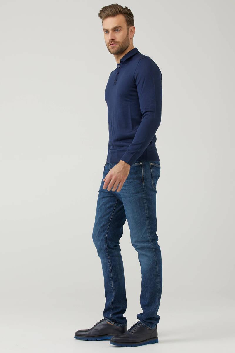 Erkek Polo Yaka Triko Kazak - Lacivert (3) Sementa