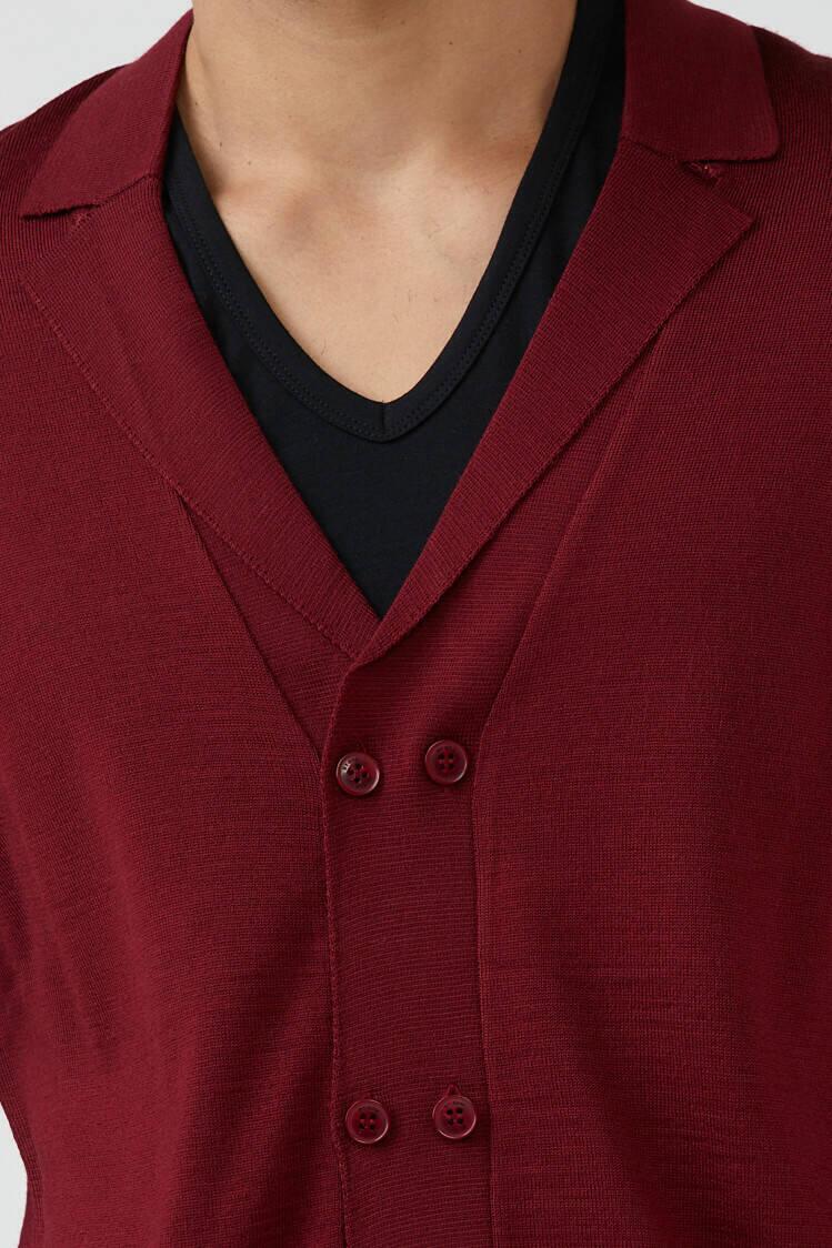 Erkek Şal Yaka Düğmeli Triko Hırka - Bordo (3) Sementa