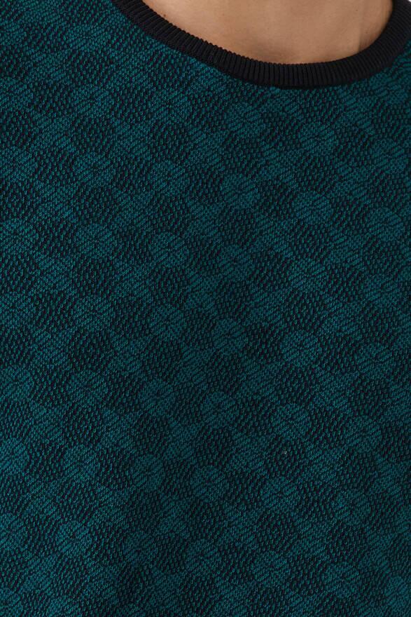 Erkek Sıfır Yaka Desenli Triko Kazak - Siyah - Yeşil (3) Sementa