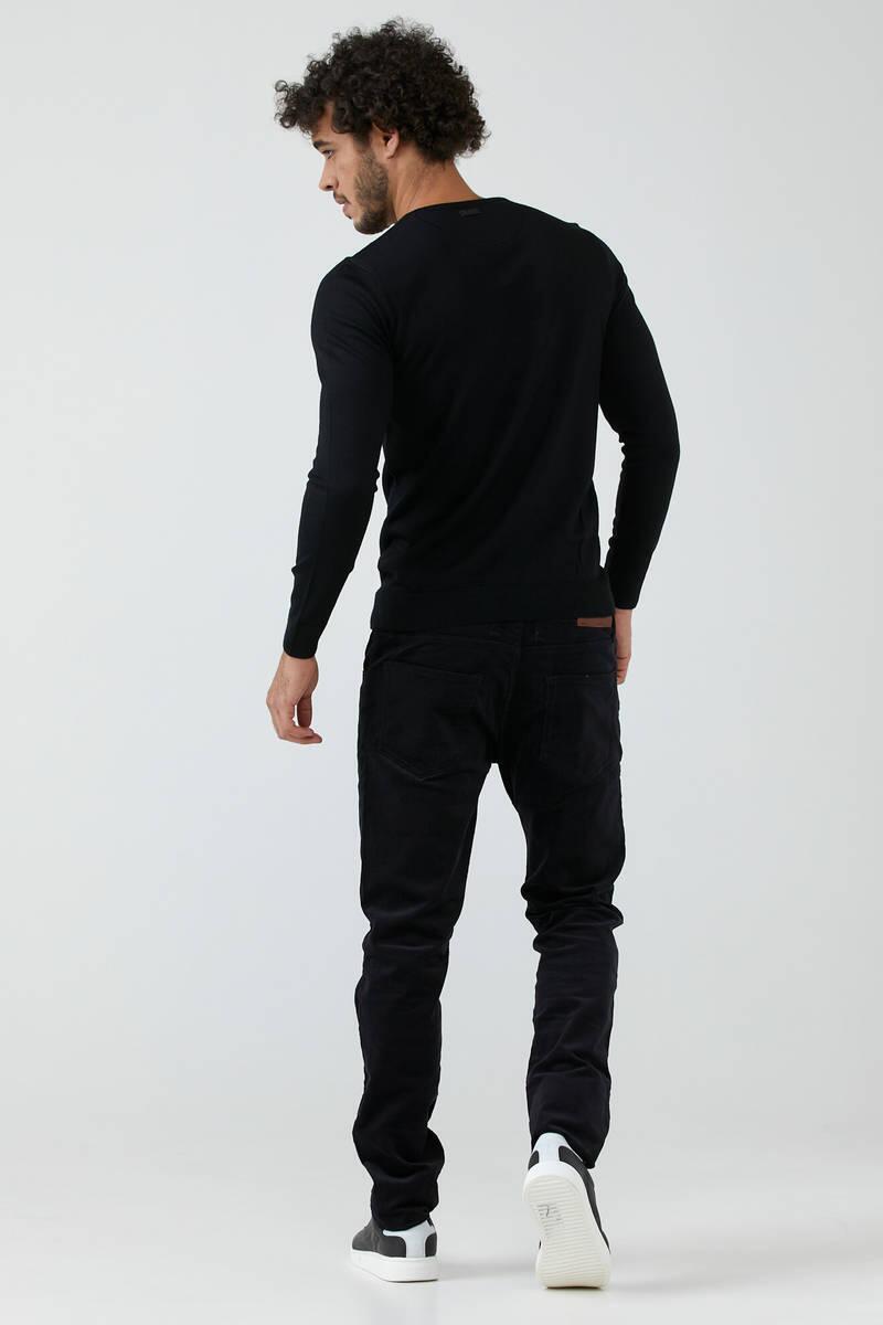 Erkek V Yaka Basic Triko Kazak - Siyah (3) Sementa