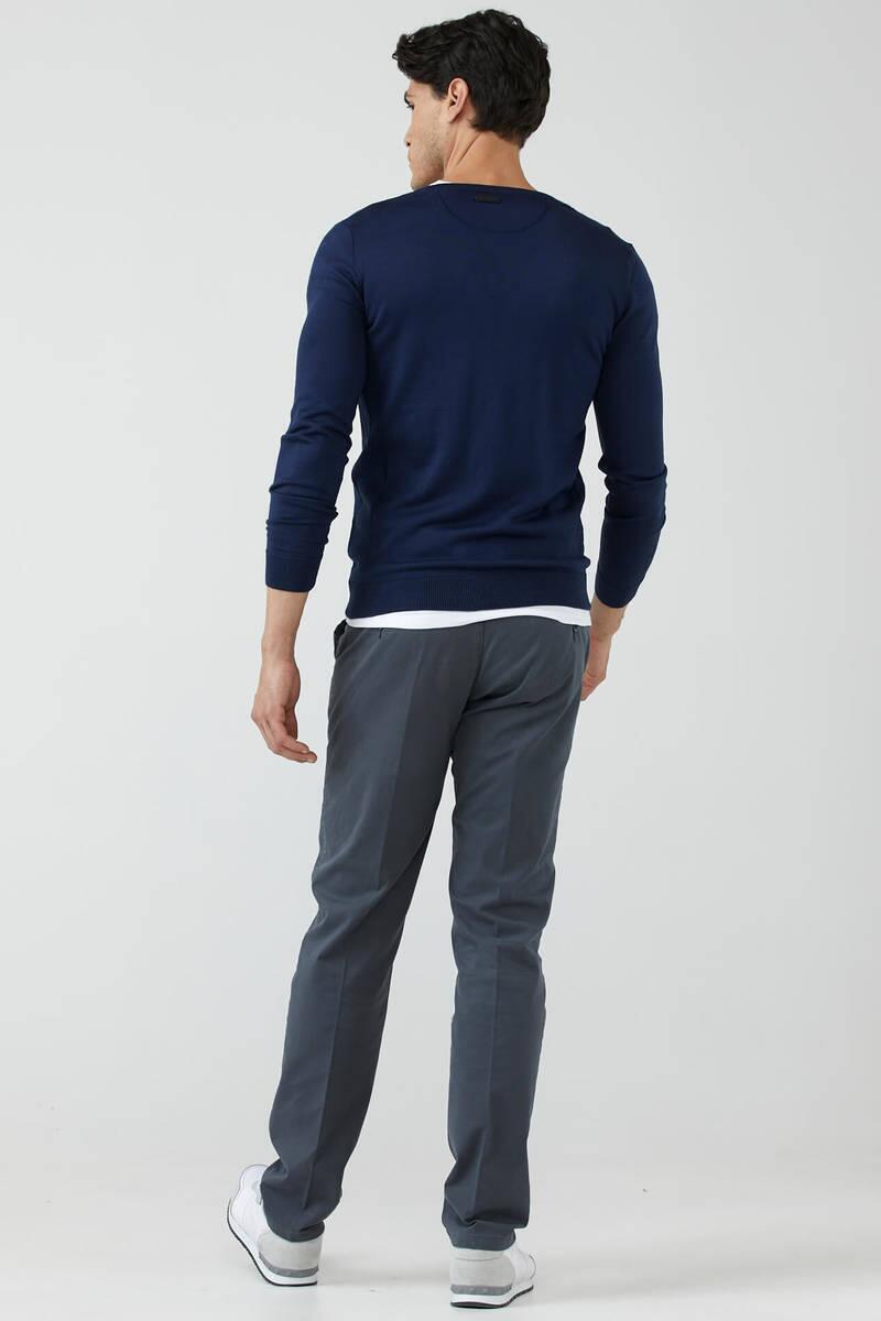 Erkek V Yaka Düğmeli Triko Hırka - Lacivert (3) Sementa