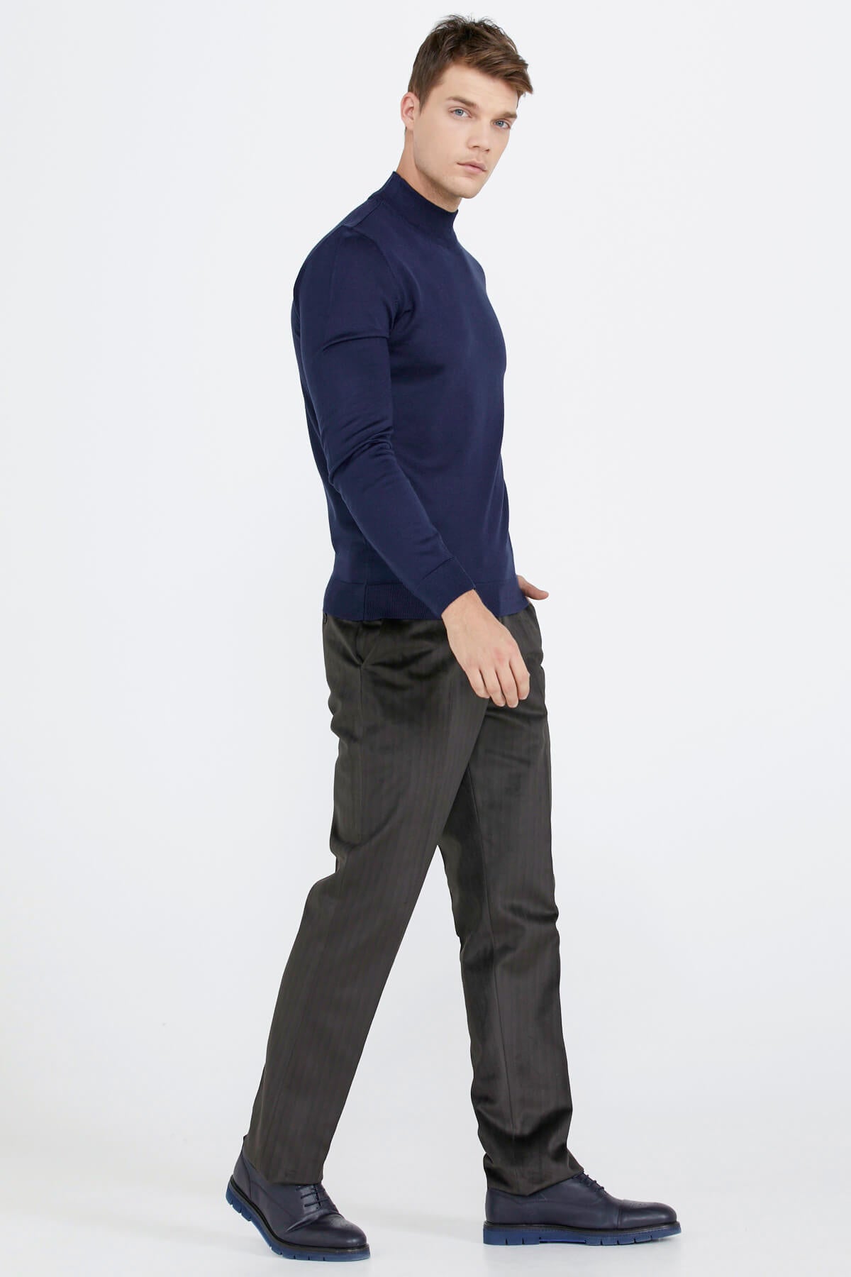 Erkek Yarım Boğazlı Triko Kazak - Lacivert (3) Sementa