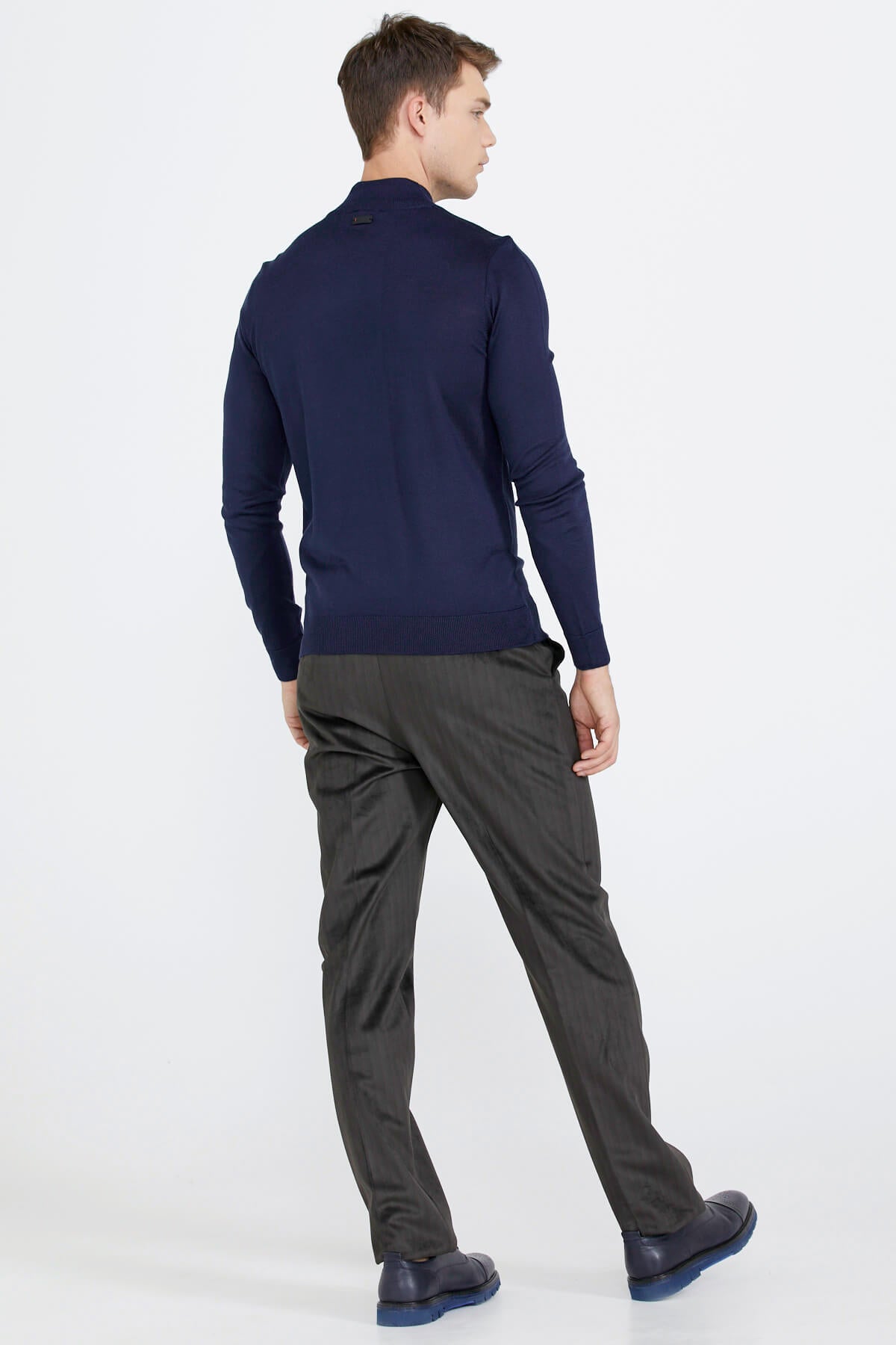 Erkek Yarım Boğazlı Triko Kazak - Lacivert (4) Sementa