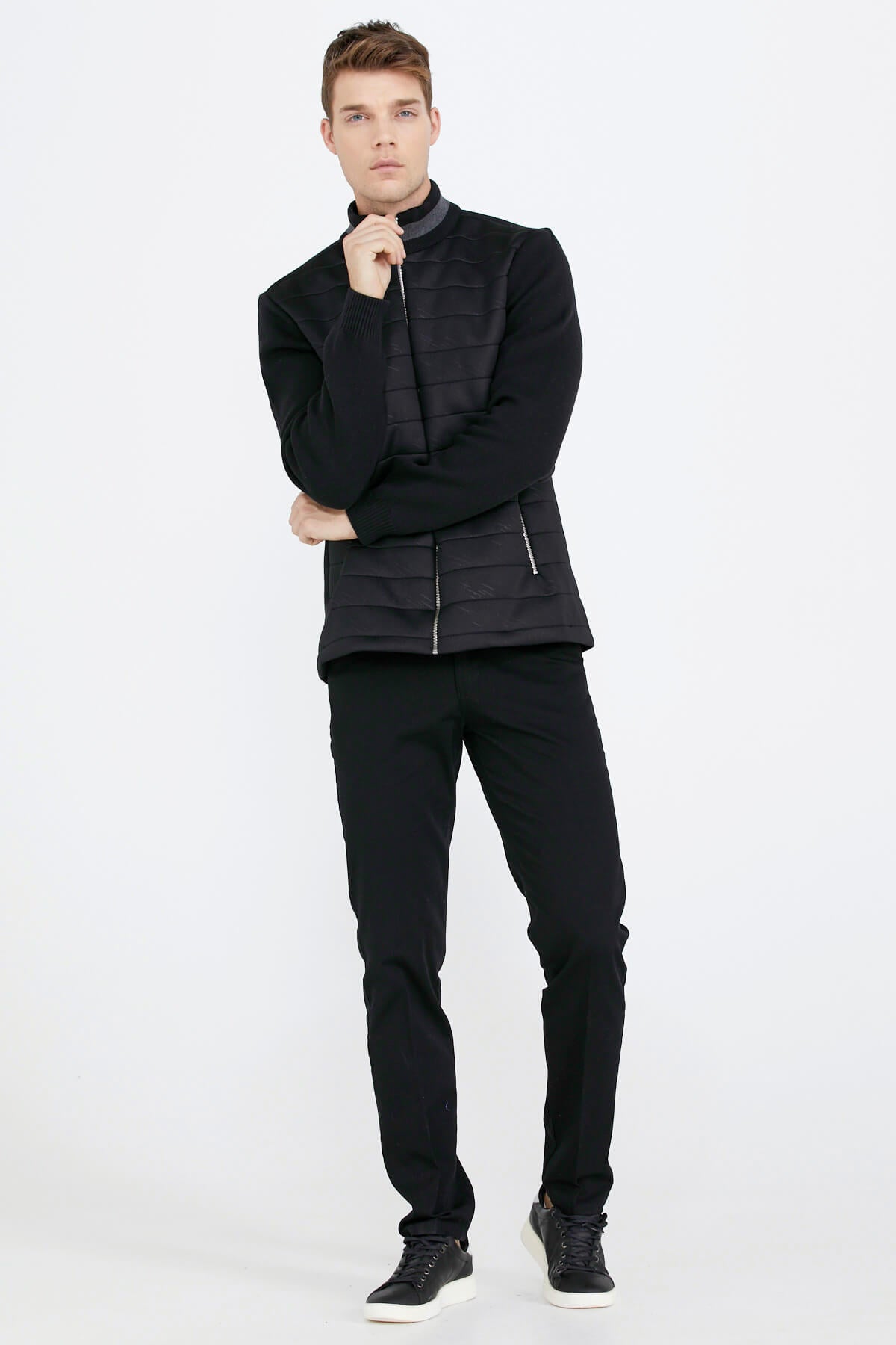 Fermuarlı Kapitone Erkek Mont - Siyah (3) Sementa