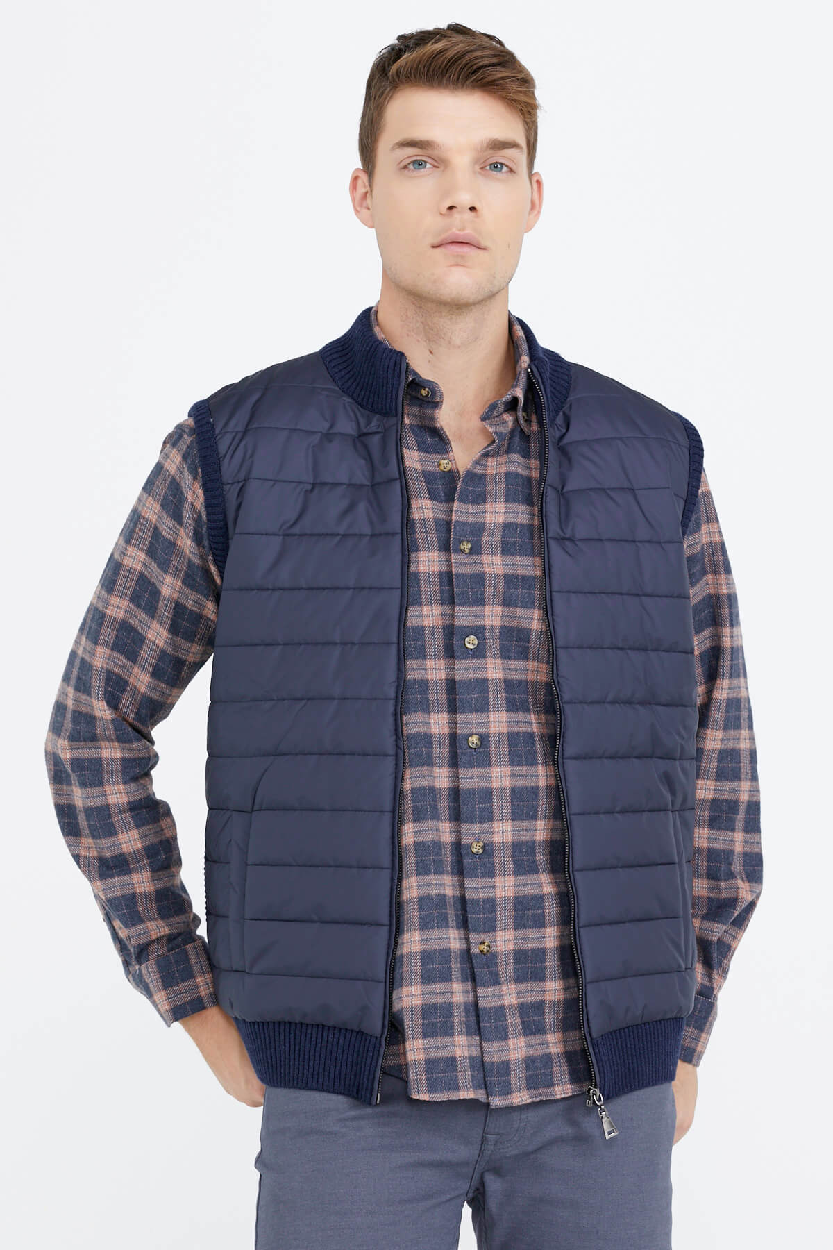 Fermuarlı Kapitone Erkek Yelek - Lacivert (1) Sementa