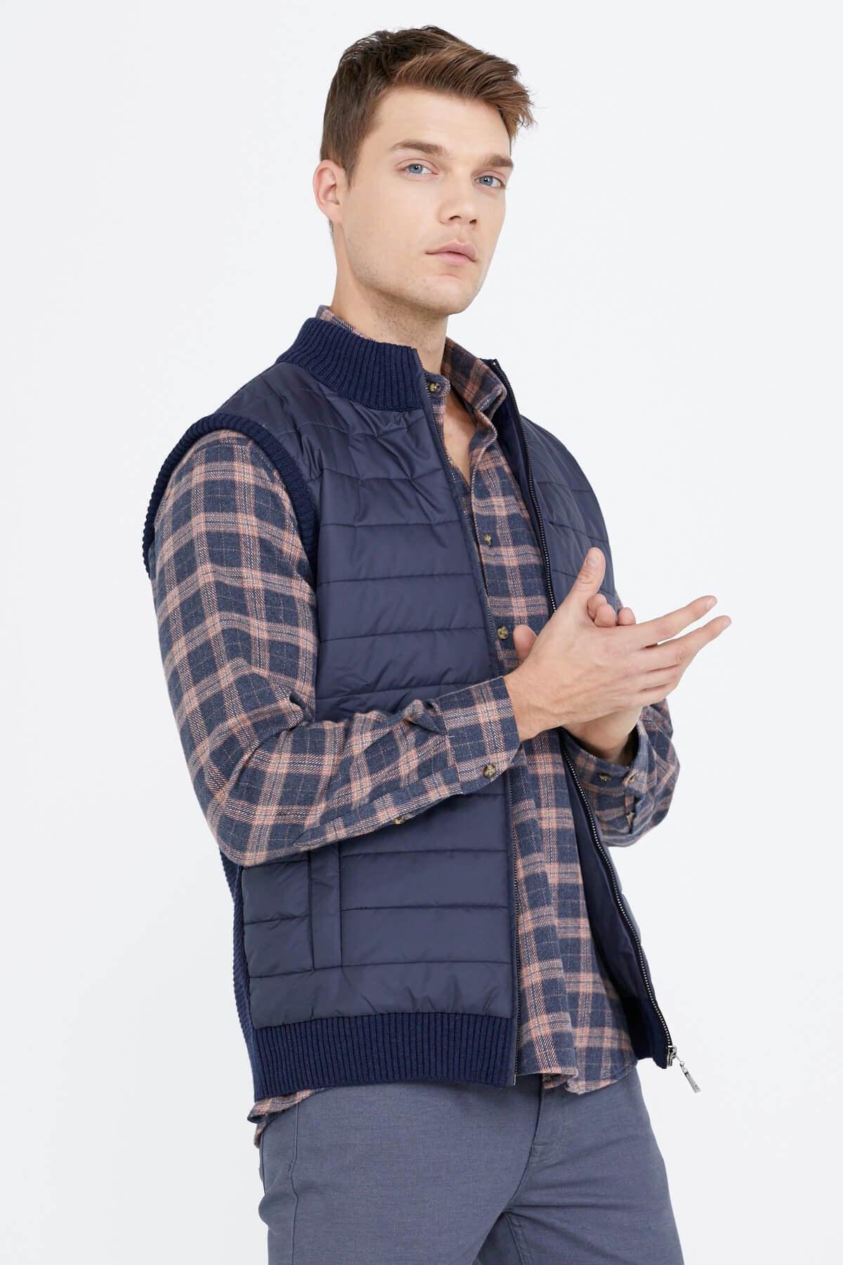 Fermuarlı Kapitone Erkek Yelek - Lacivert (2) Sementa