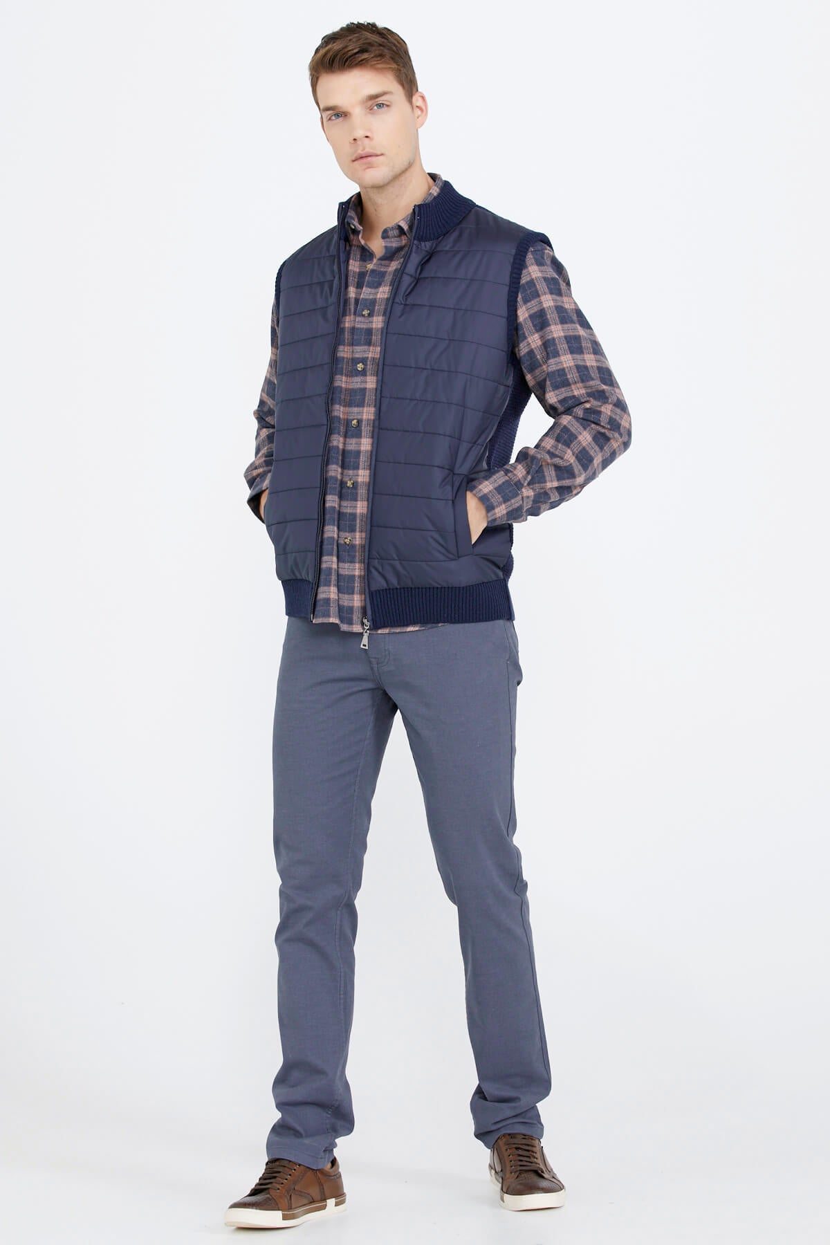 Fermuarlı Kapitone Erkek Yelek - Lacivert (3) Sementa