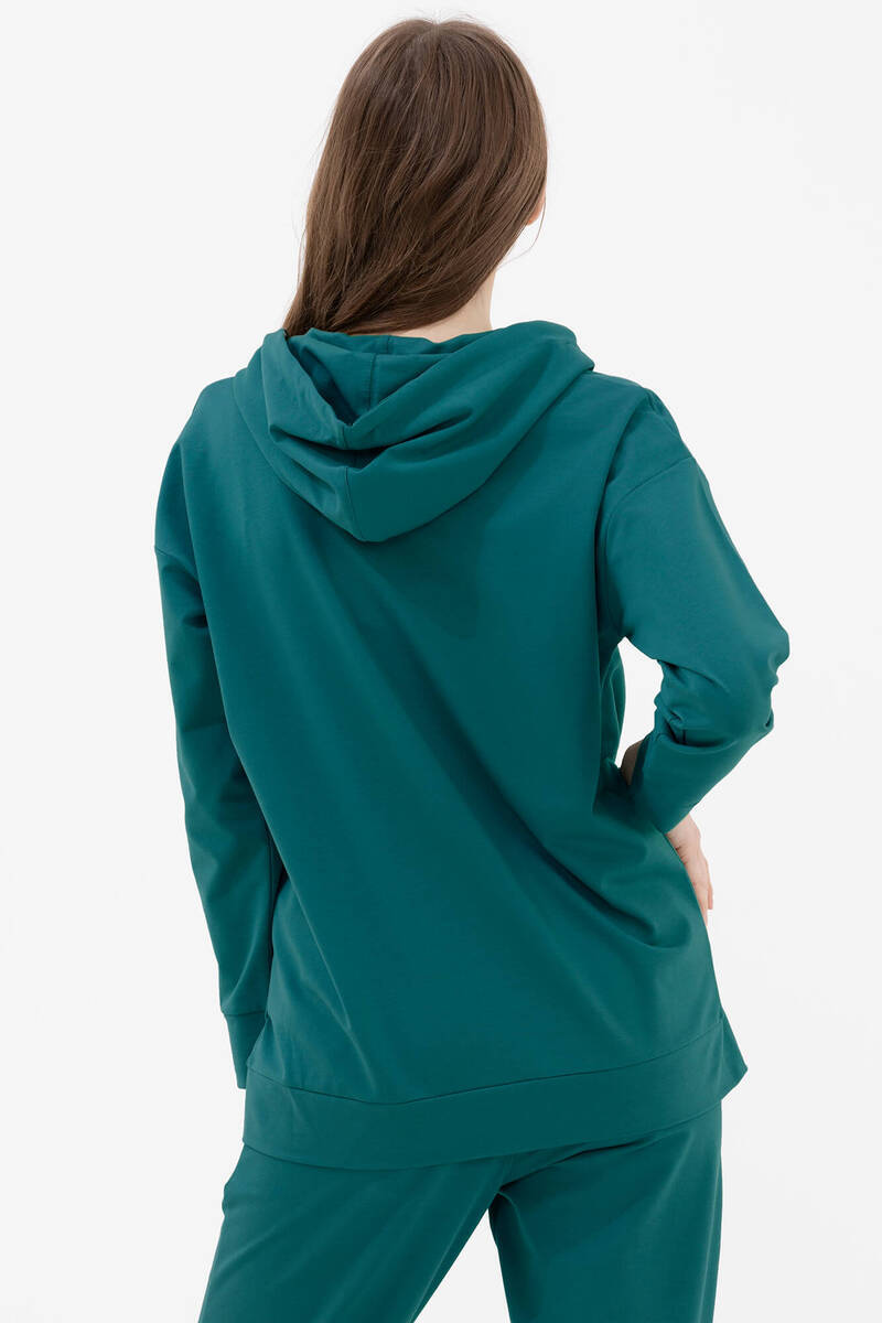 Fermuarlı Oversize Sweat - Petrol (2) Sementa