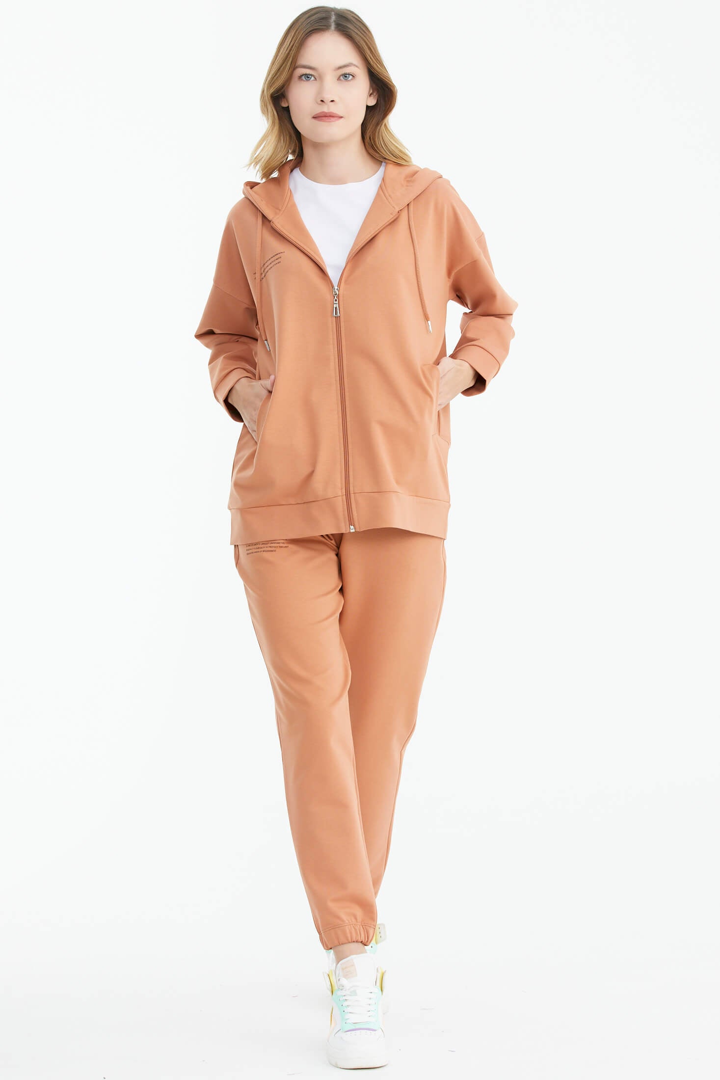 Fermuarlı Oversize Sweat - Somon (1) Sementa