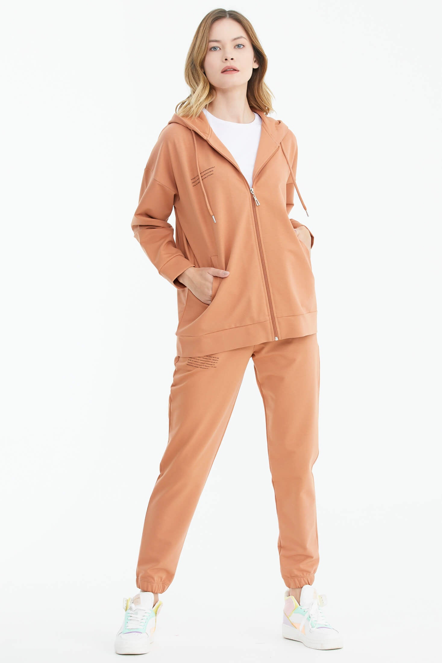 Fermuarlı Oversize Sweat - Somon (2) Sementa
