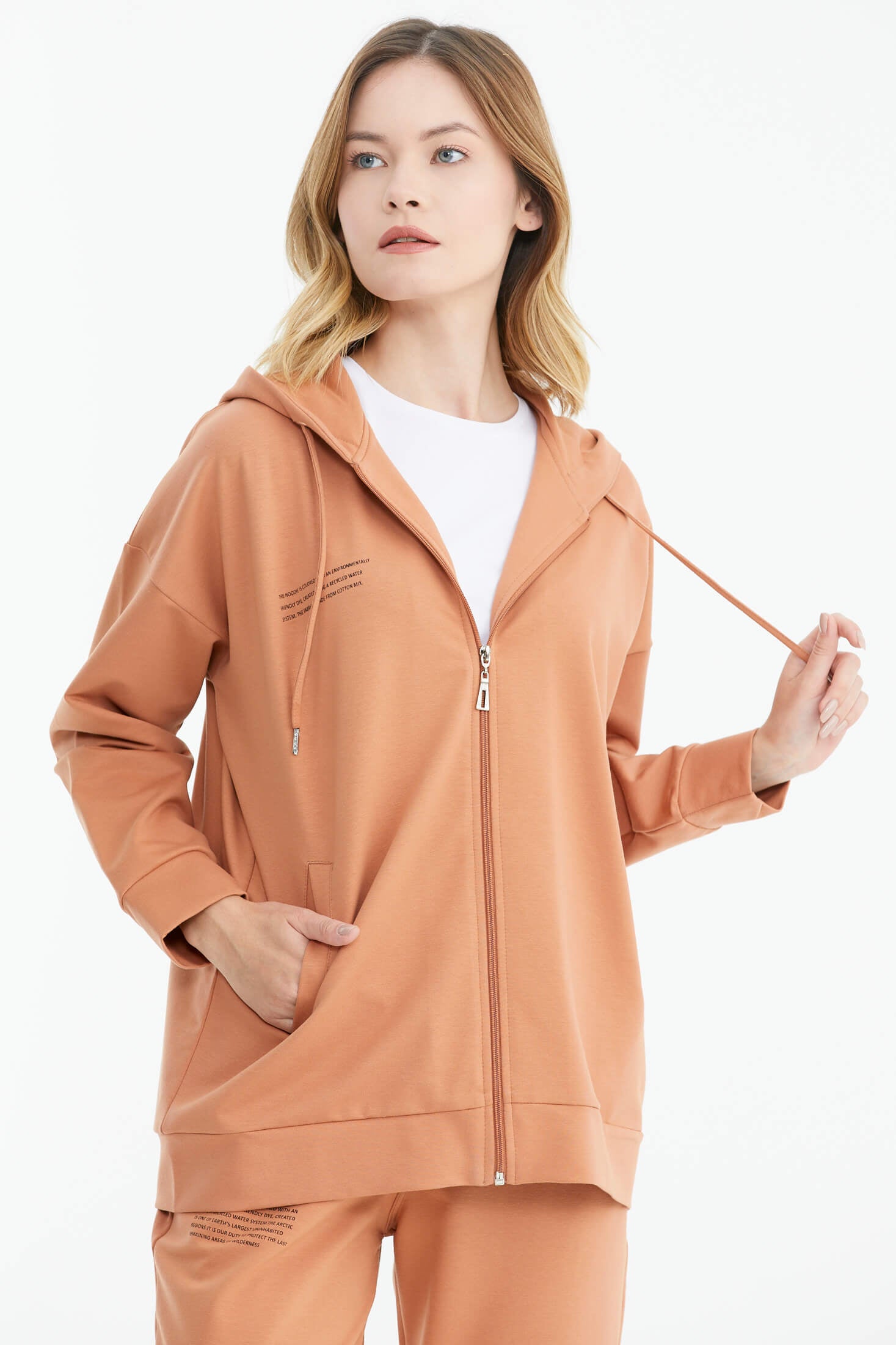 Fermuarlı Oversize Sweat - Somon (3) Sementa