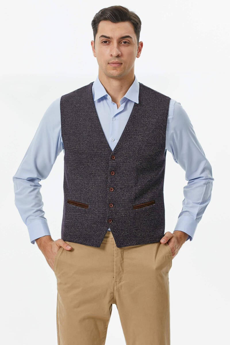 Fileto Cepli Düğmeli Yelek - Antrasit (1) Sementa