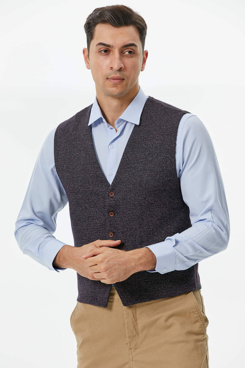 Fileto Cepli Düğmeli Yelek - Antrasit (2) Sementa