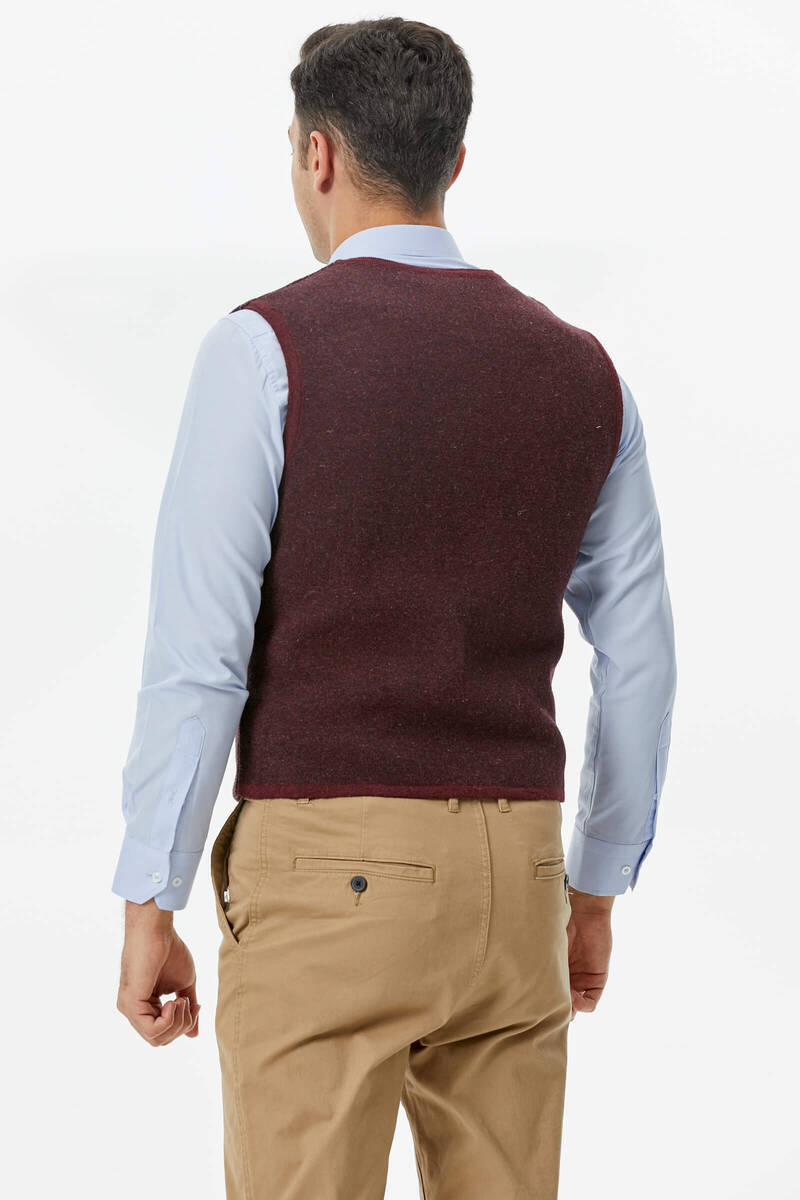 Fileto Cepli Düğmeli Yelek - Bordo (3) Sementa