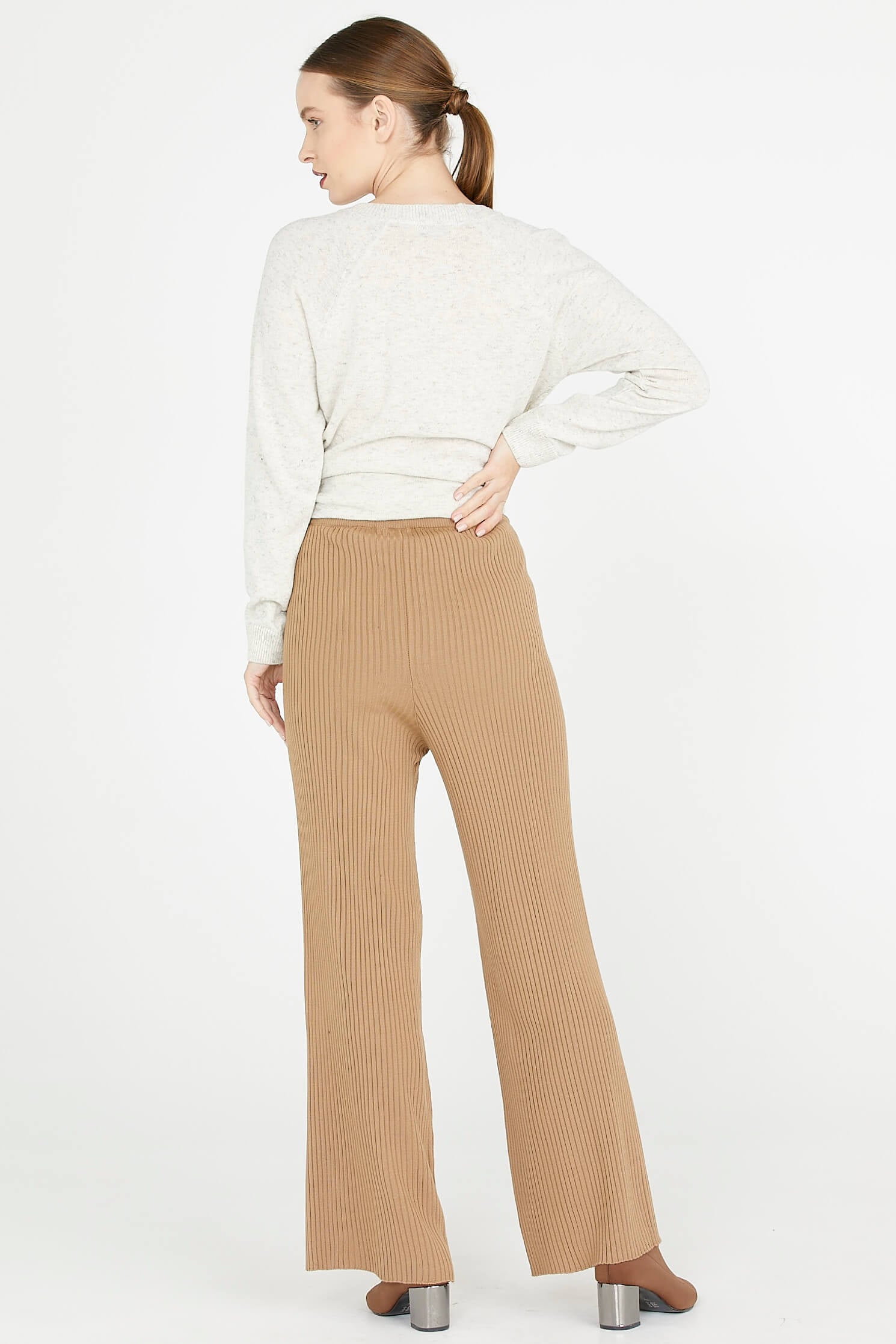 Fitilli Triko Pantolon - Kamel (3) Sementa