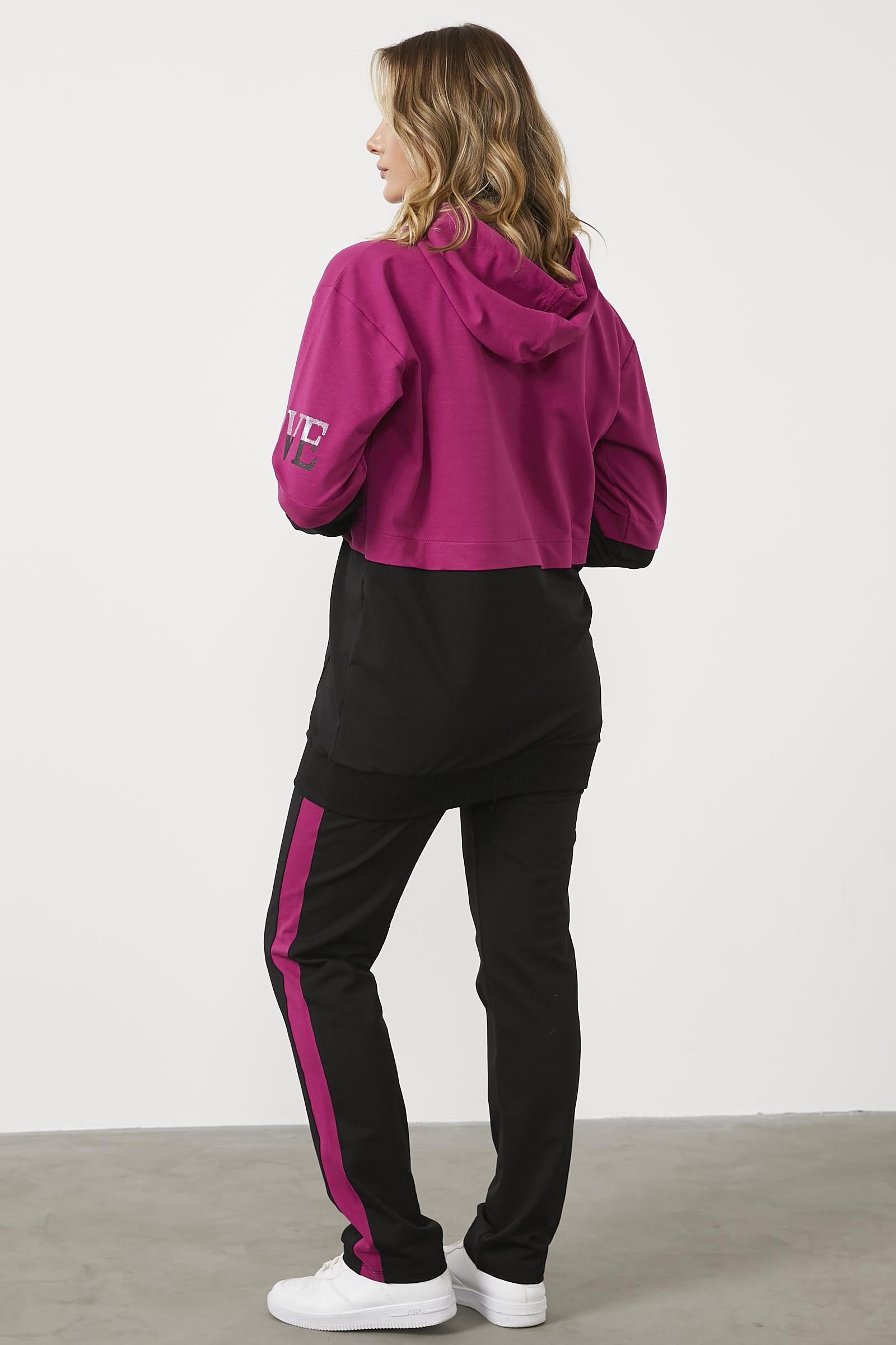 Geniş Kalıp Çift Renk Eşofman Takım - Fuşya (5) Sementa