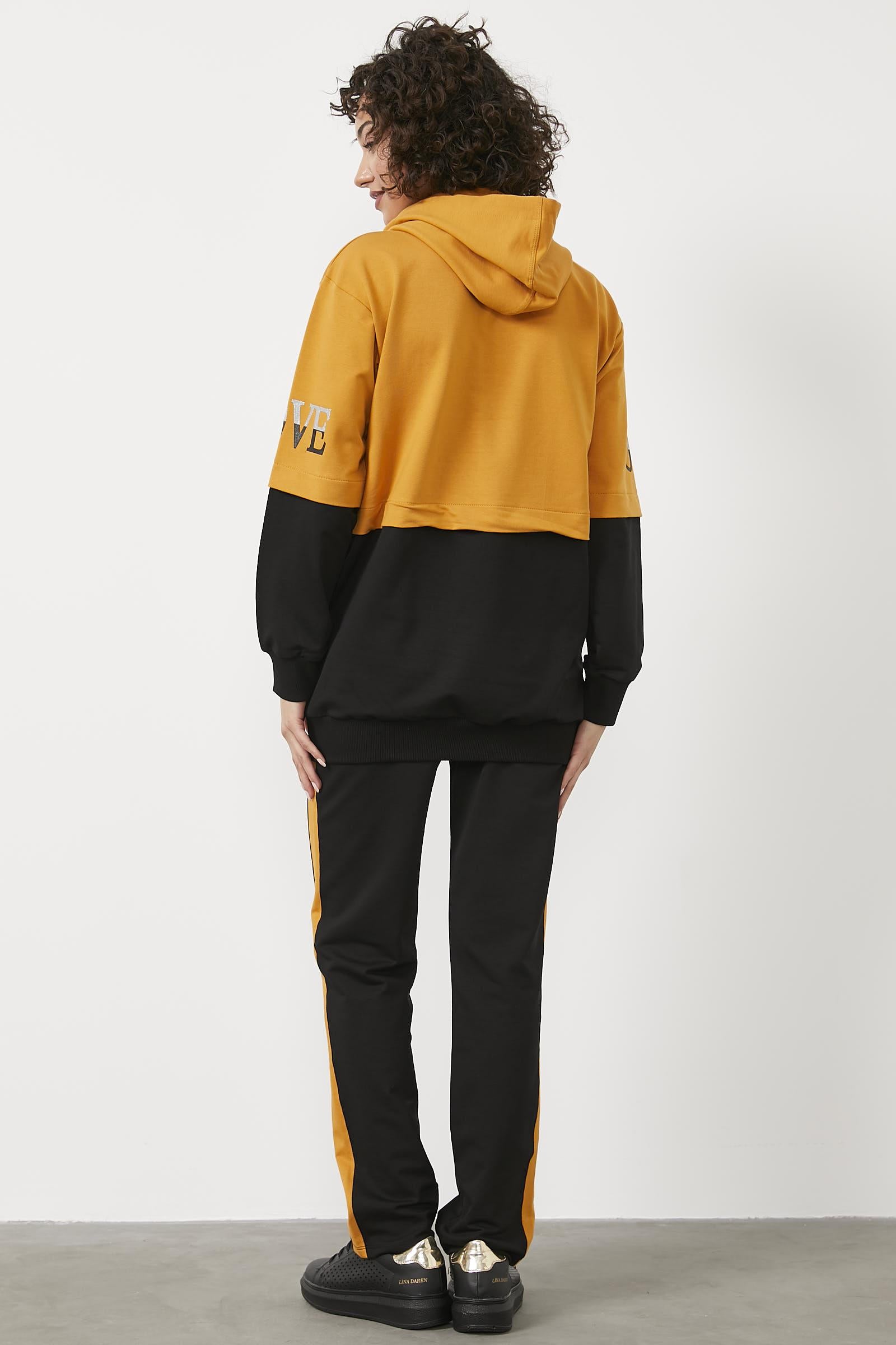 Geniş Kalıp Çift Renk Eşofman Takım - Hardal (5) Sementa