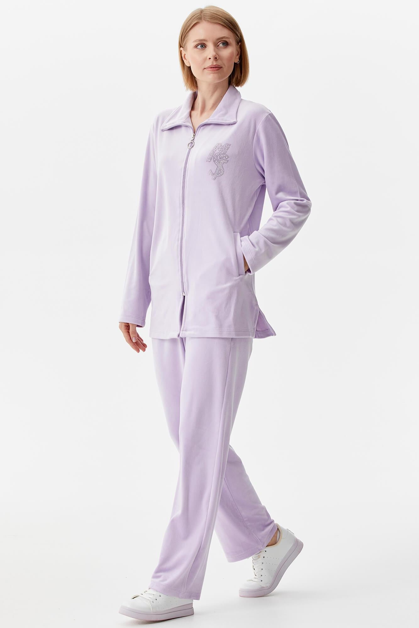 Geniş Kalıp Kadife Tunik Eşofman Takım - Lila (3) Sementa