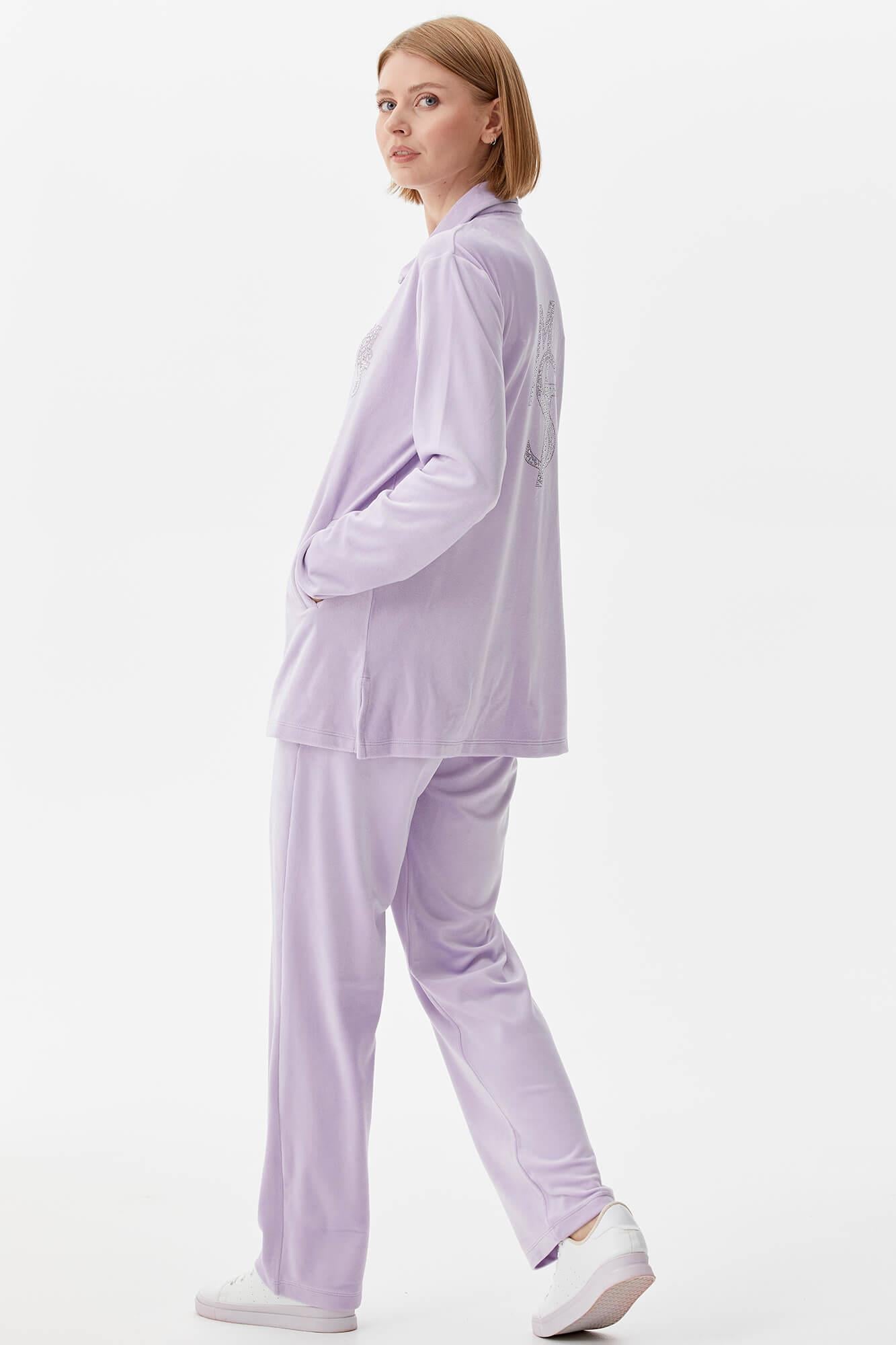 Geniş Kalıp Kadife Tunik Eşofman Takım - Lila (4) Sementa