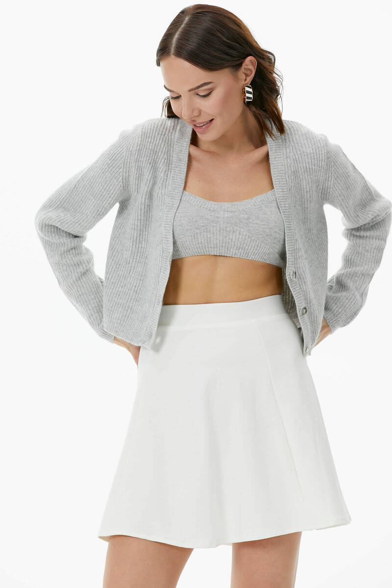 Hırka Atlet İkili Triko Takım - Açık Gri (2) Sementa