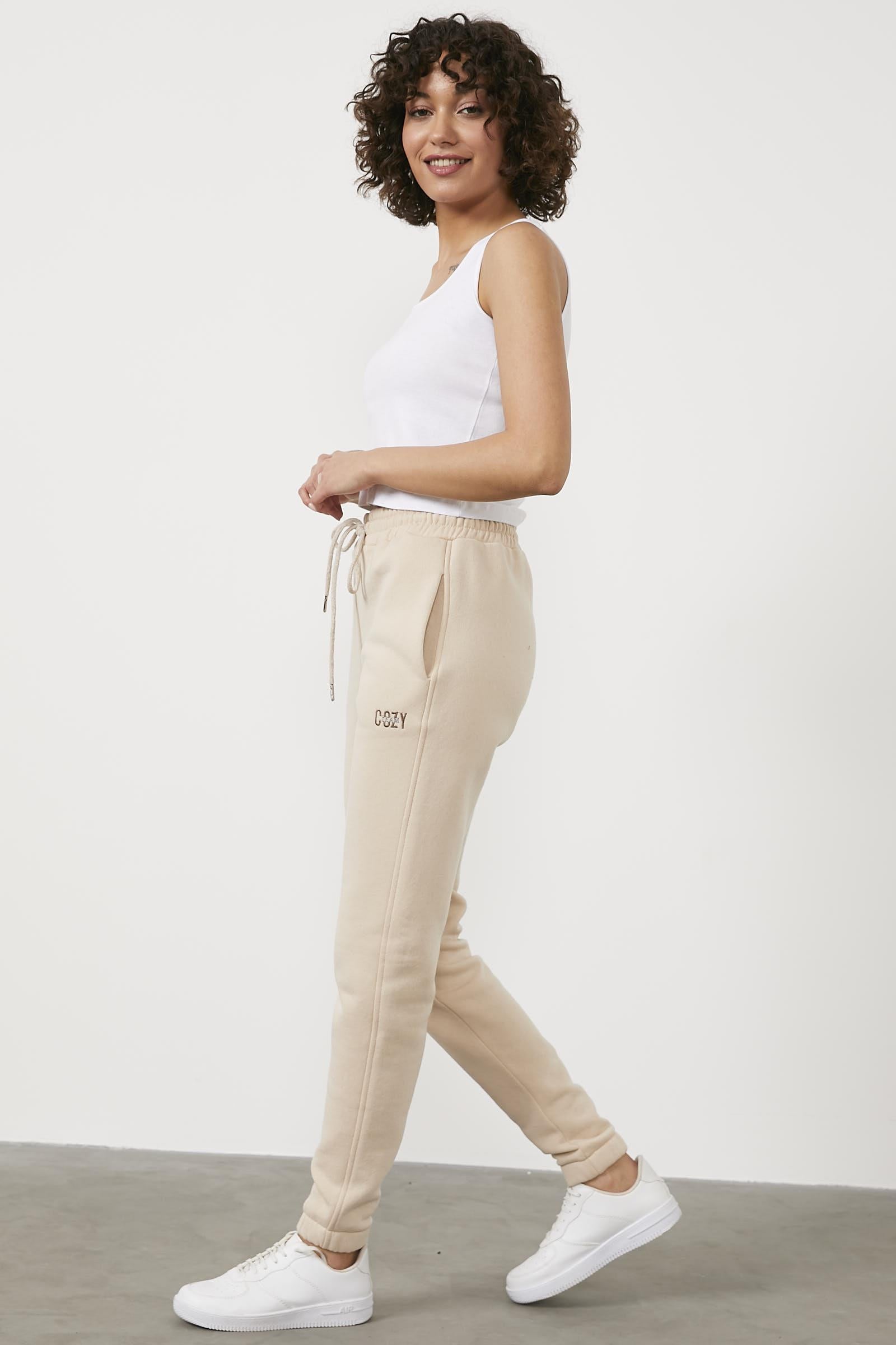 İçi Şardonlu Kalın Eşofman Altı - Bej (3) Sementa