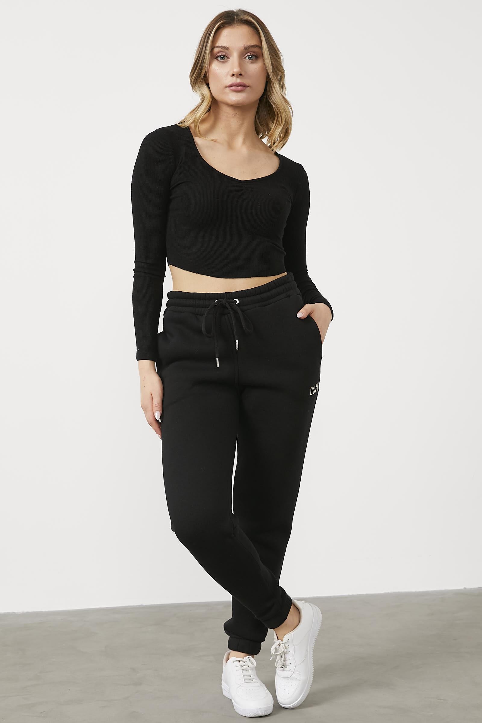 İçi Şardonlu Kalın Eşofman Altı - Siyah (1) Sementa