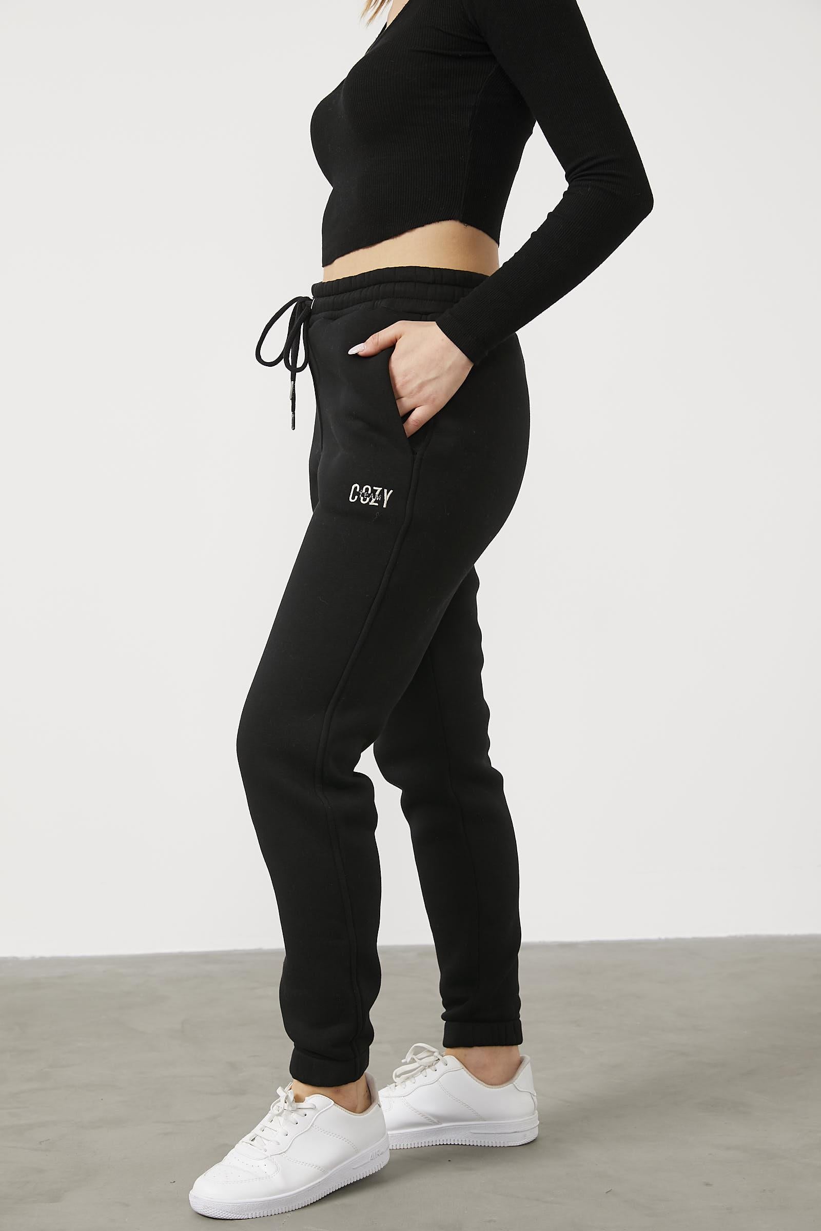 İçi Şardonlu Kalın Eşofman Altı - Siyah (4) Sementa